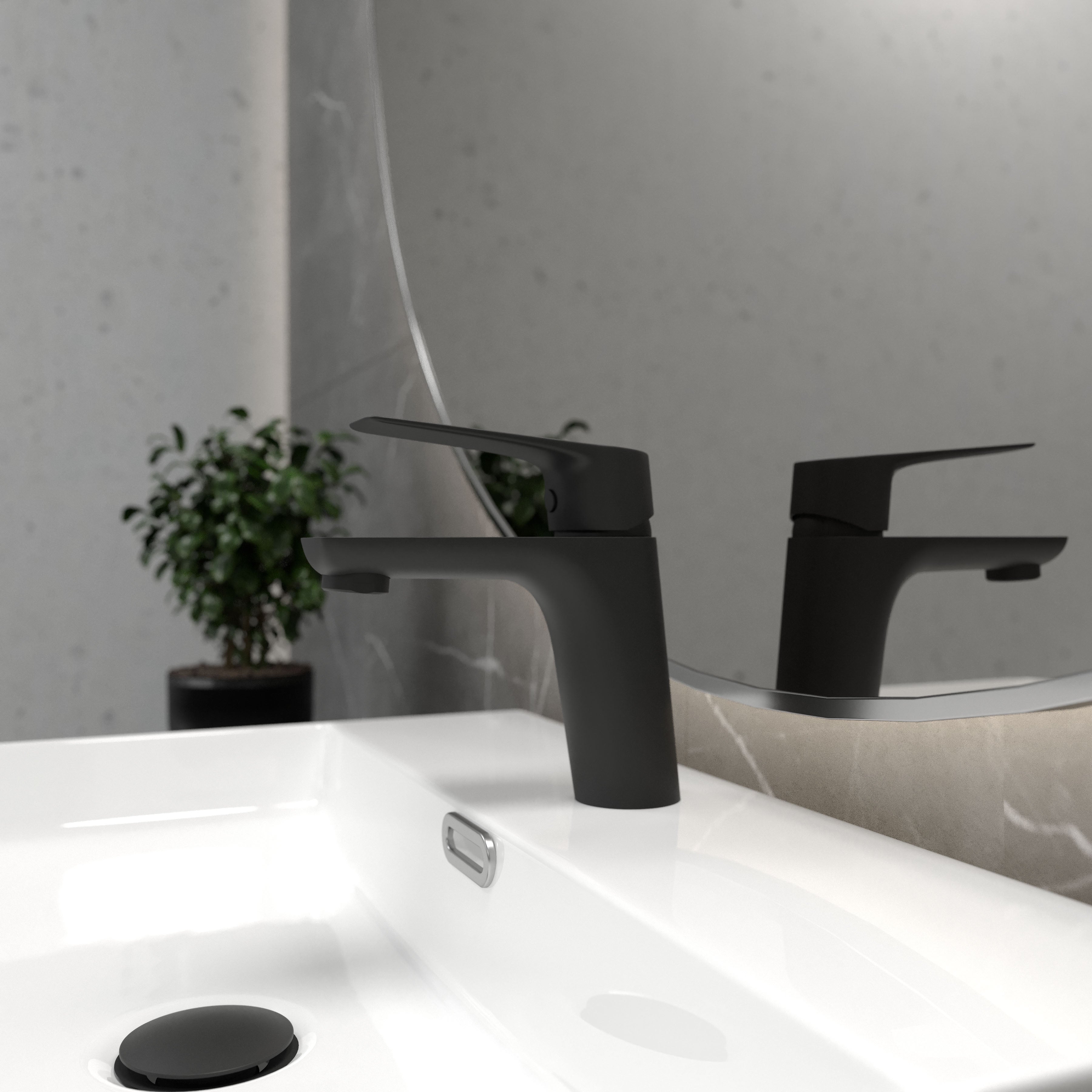 Kvadro Start grifo para lavabo, negro mate