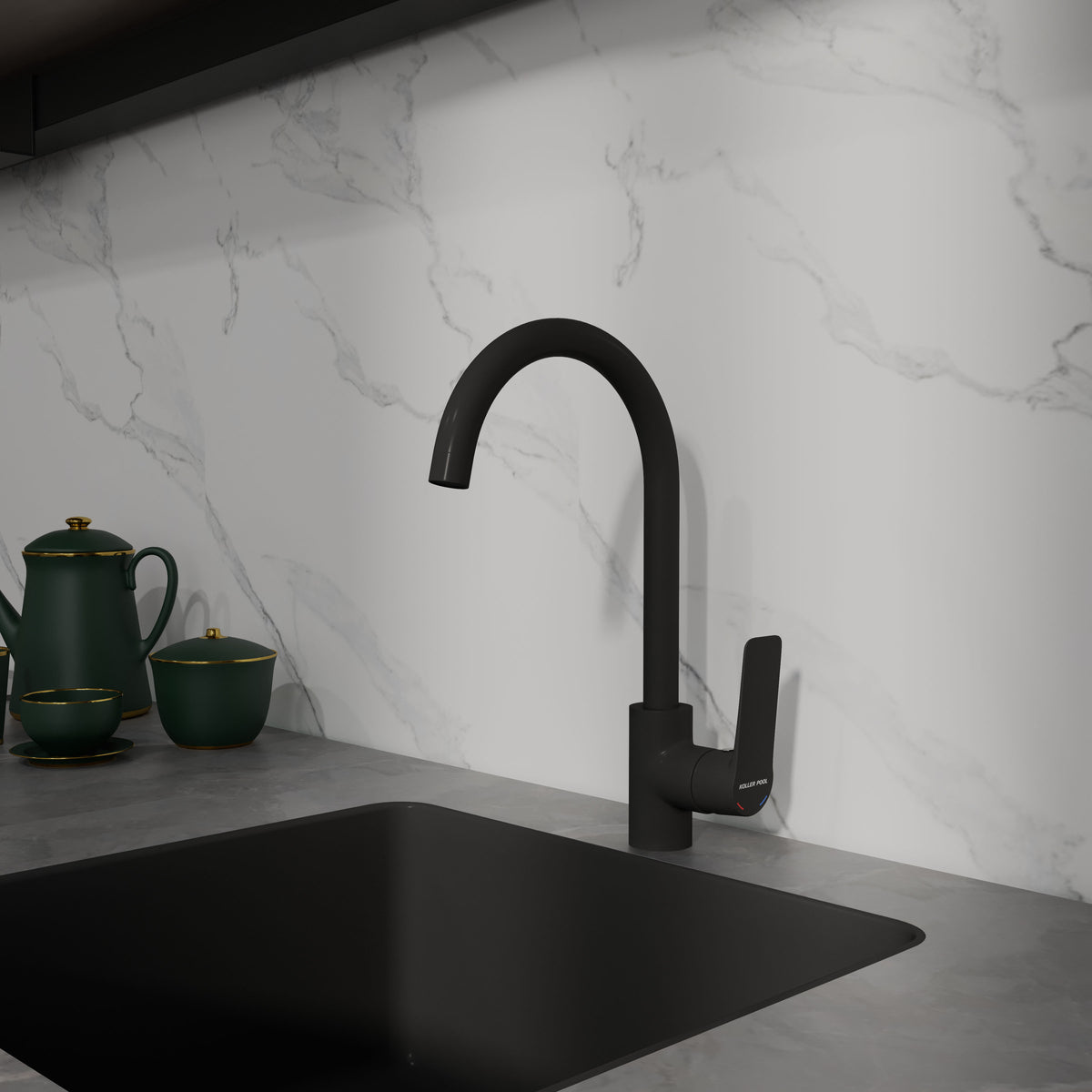 Kvadro Start grifo para cocina, negro mate