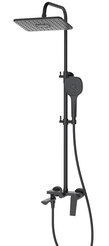 Trend sistema de ducha con grifo y caño, negro mate