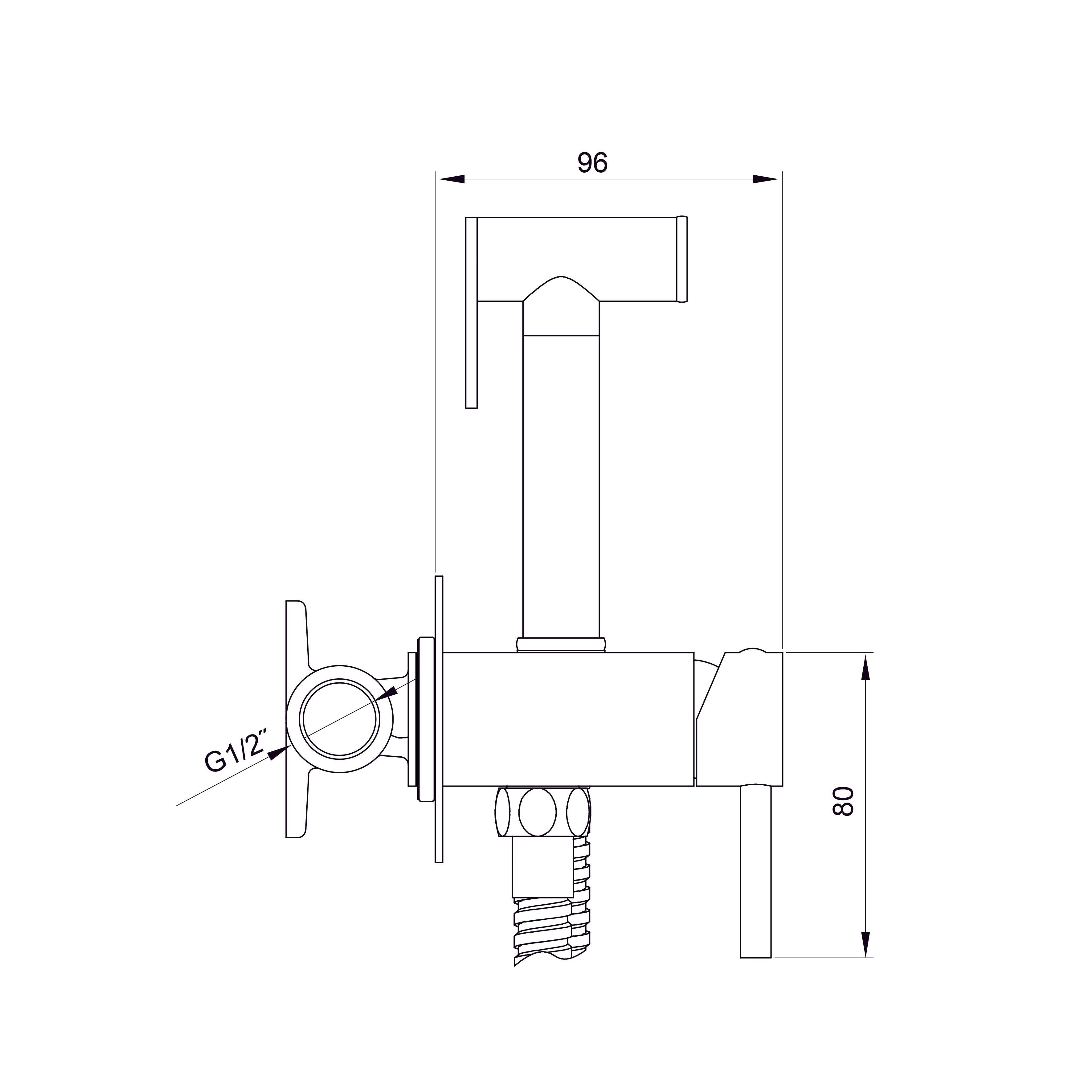 Orion Hygiene-Duschset mit Armatur, Schwarz Matt