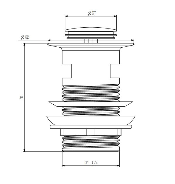 Donny klapka do umywalki click-clack z przelewem i małą zatyczką, chrom