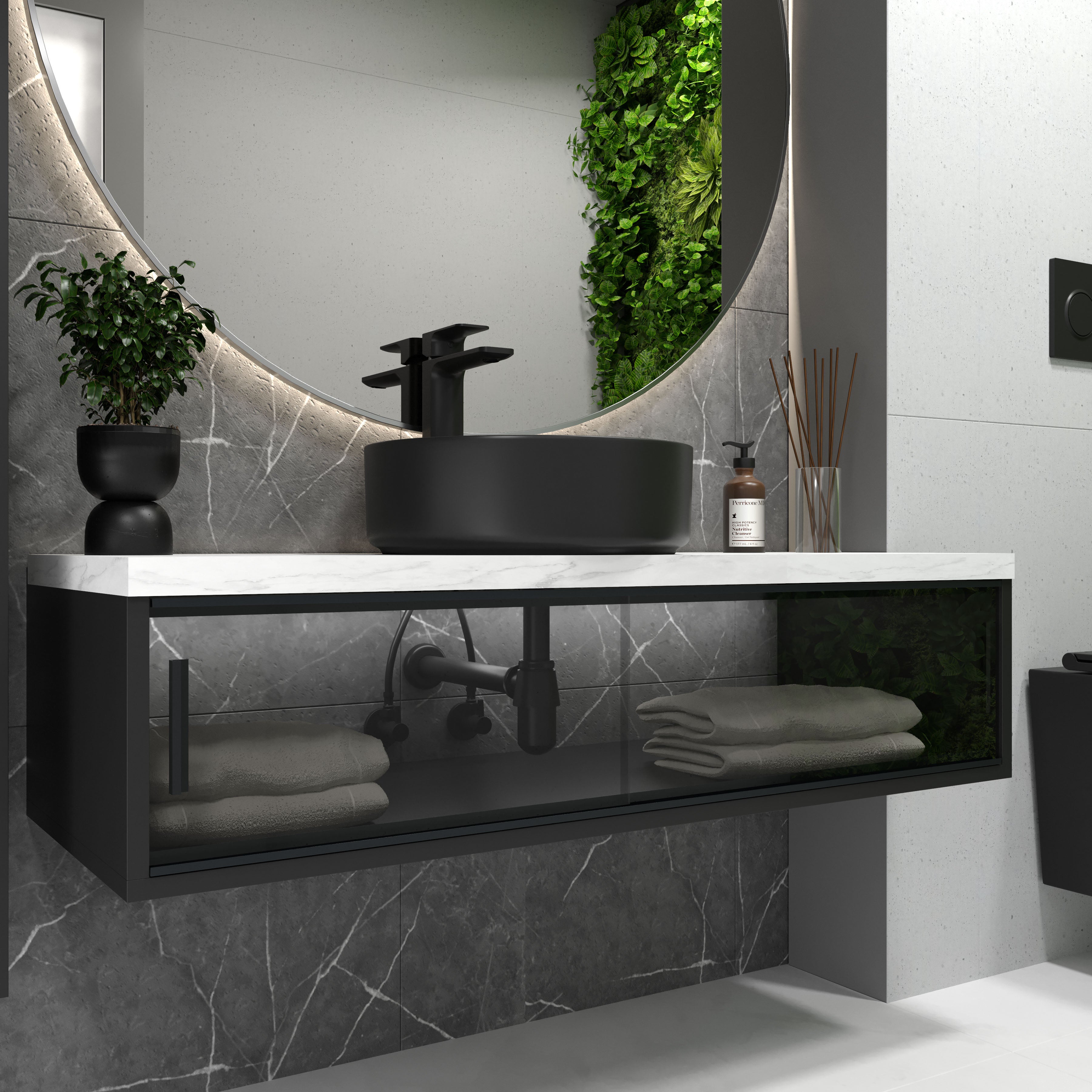 Sifon do umywalki butelkowy mosiężny d32, czarny