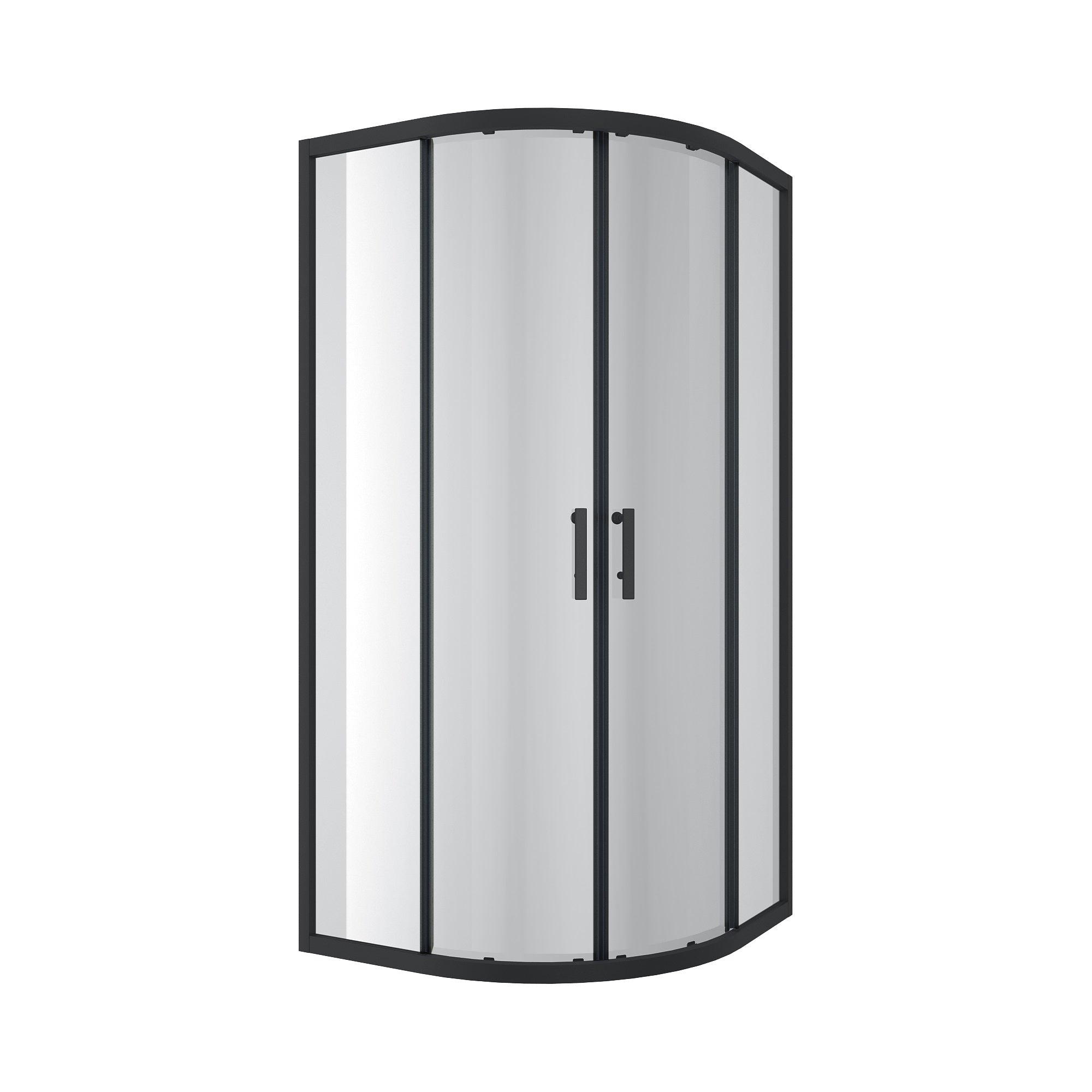 R90RCB Round quadrant shower enclosure, black, 900x900x1900mm, clear glass