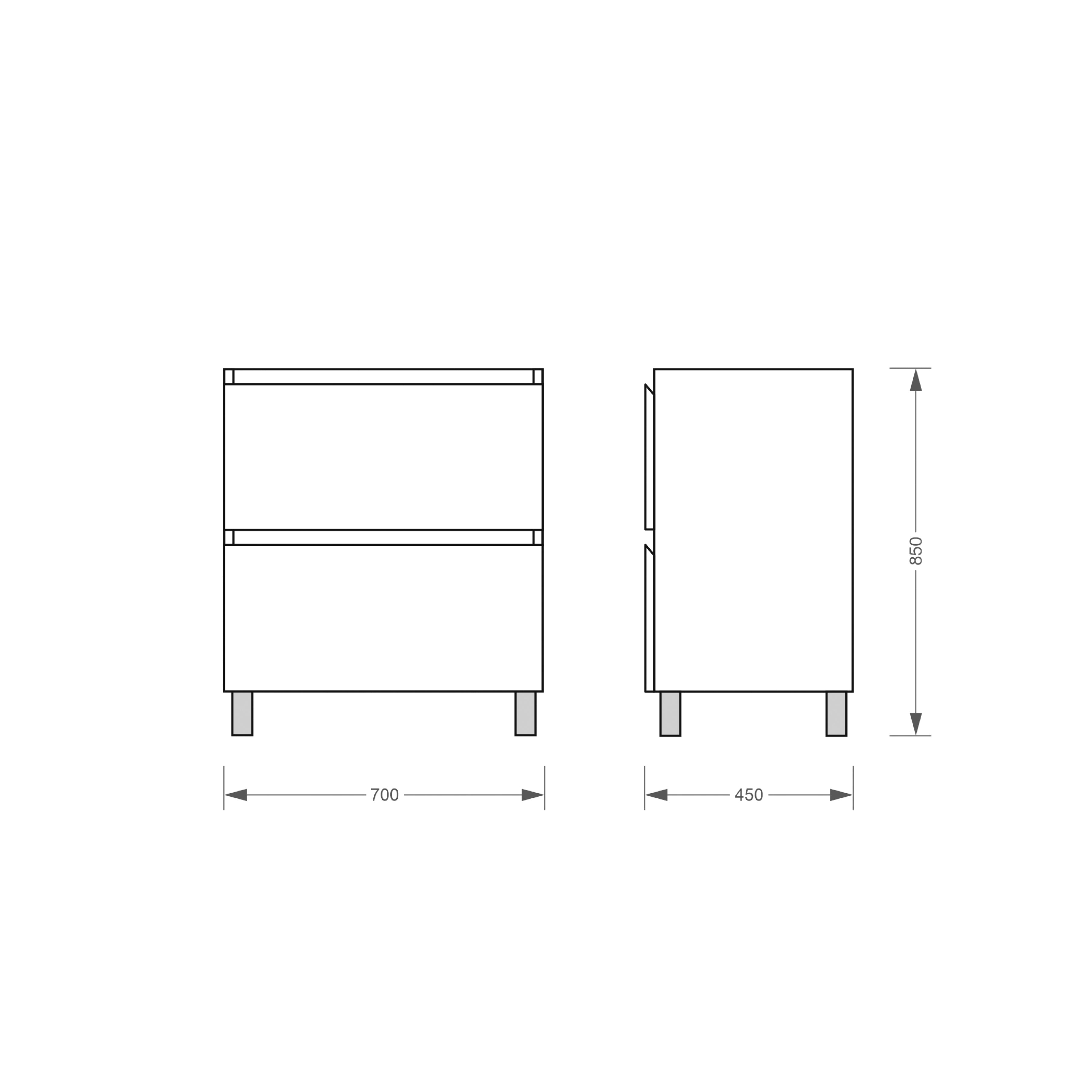 Stojící skříňka Edge New 700 (bílá) s umyvadlem