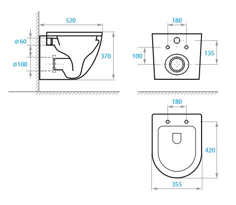 Round wall-hung toilet with Soft-close seat (Tornado 3.0 flush)