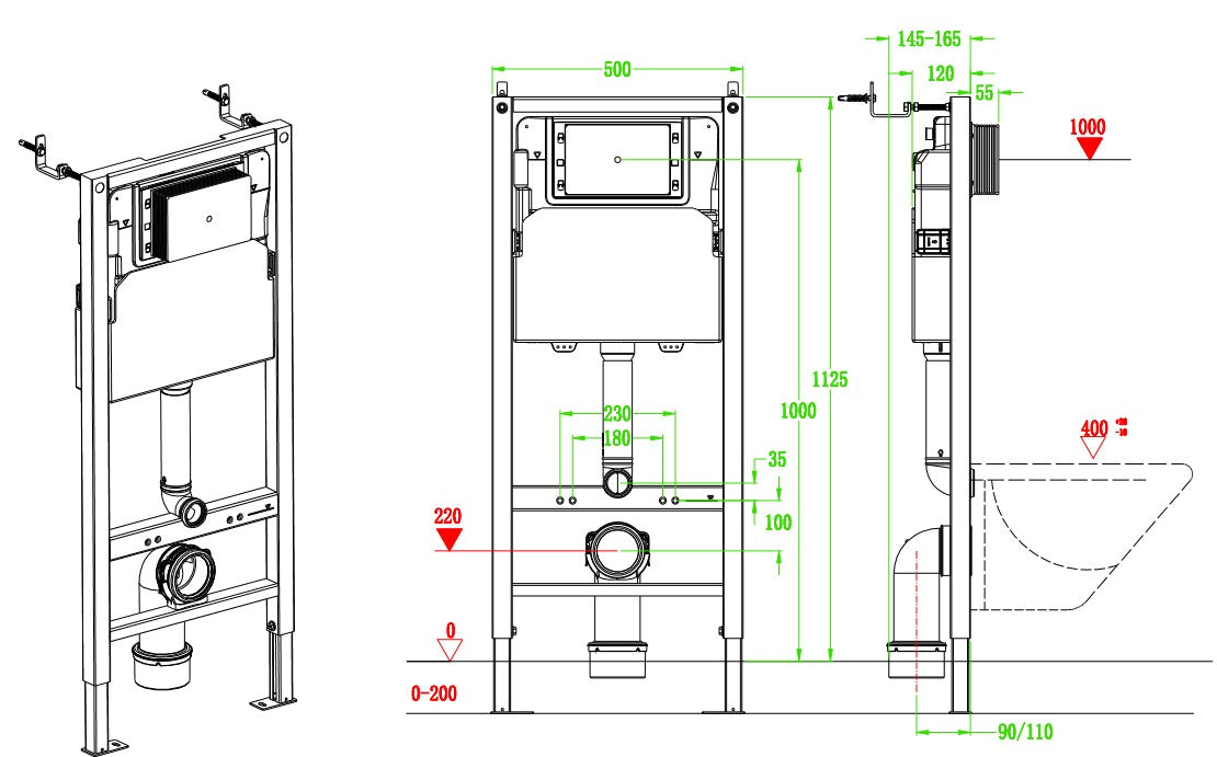Aqua Pro Vorwandinstallationssystem für Wand-WC