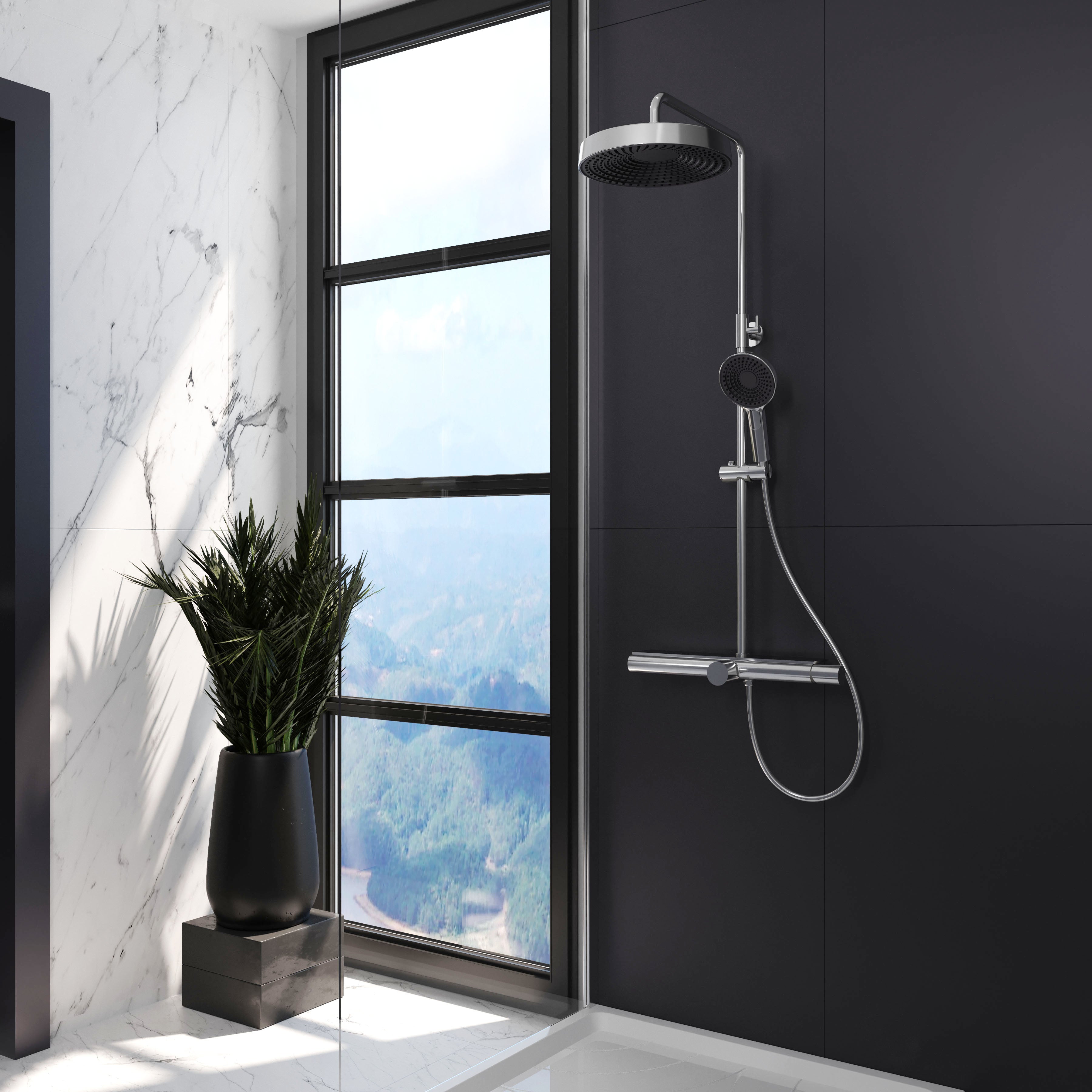 Orion Pro shower system with thermostat, chrome