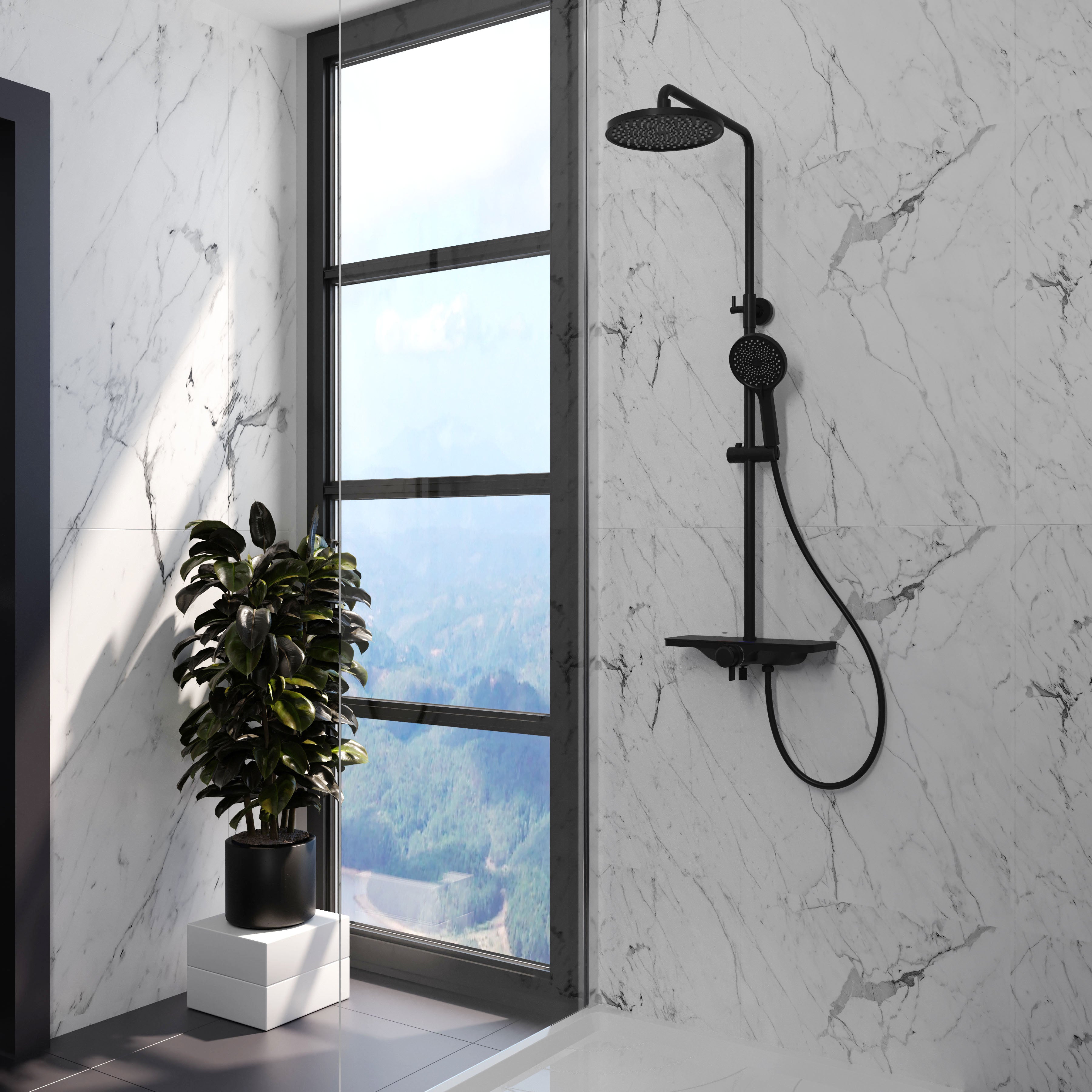 Trend New Duschsystem mit Thermostat, Mattschwarz