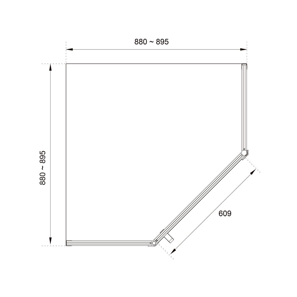 KS90PВGR Kabina prysznicowa Kvadro Star pentagonalna, сzarny mat 900x900x1950 szkło 6mm grey (drzwi uchylne)