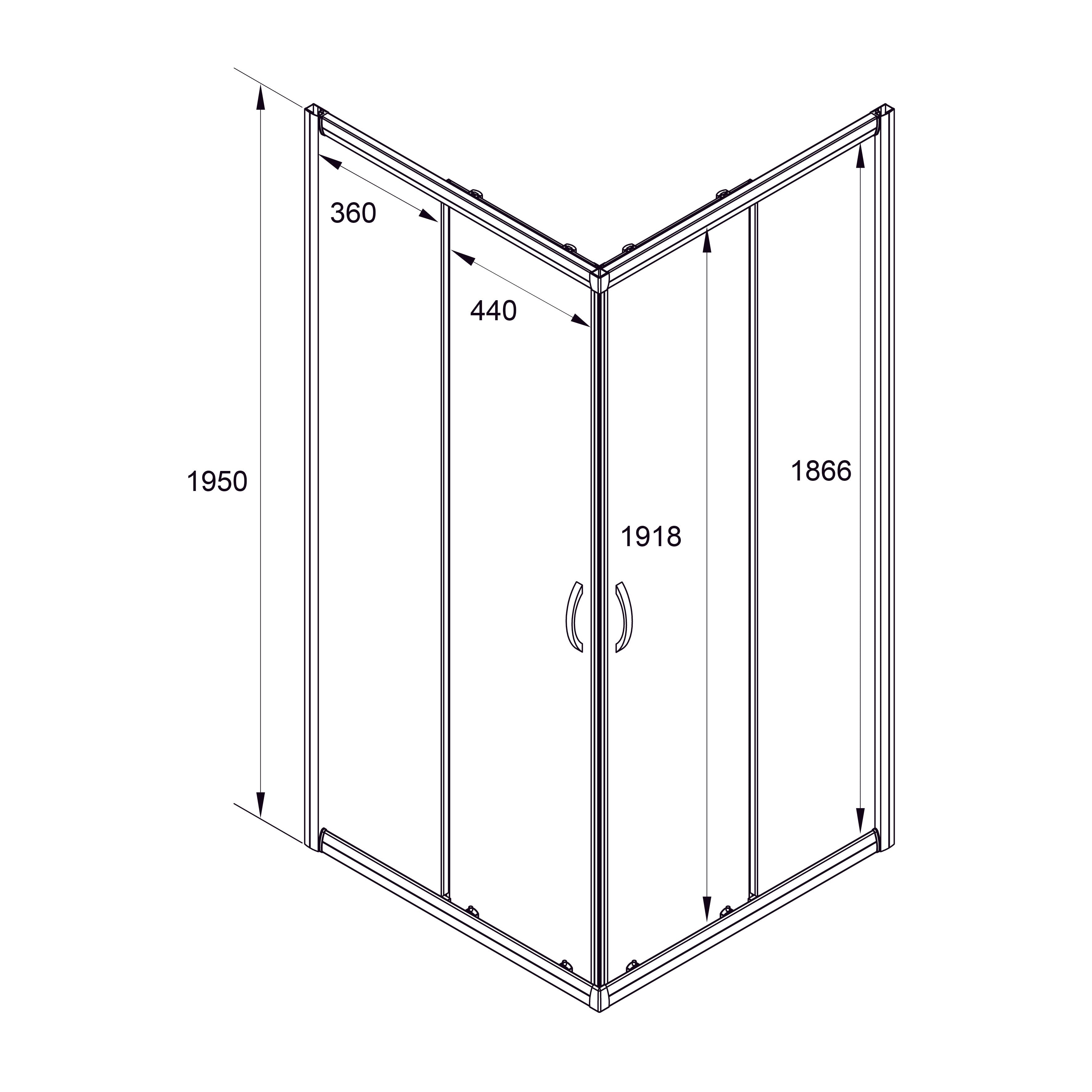 GP90BGR Душова кабіна квадратна GRACE PRO Black matt 900x900x1950 скло 6мм GREY (двері розсувні)