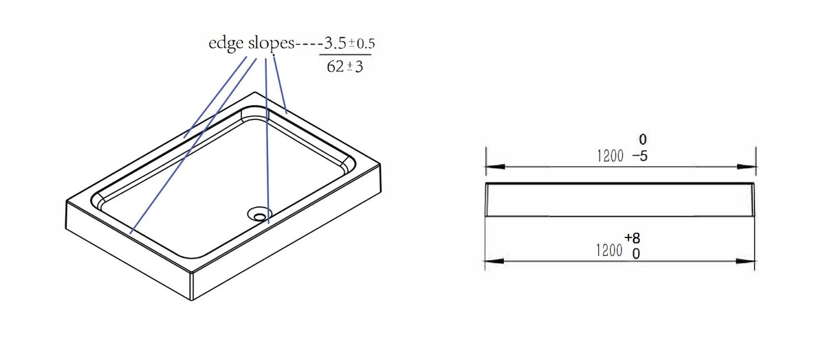 Style Plato de ducha acrílico 120×80×15 cm, rectangular
