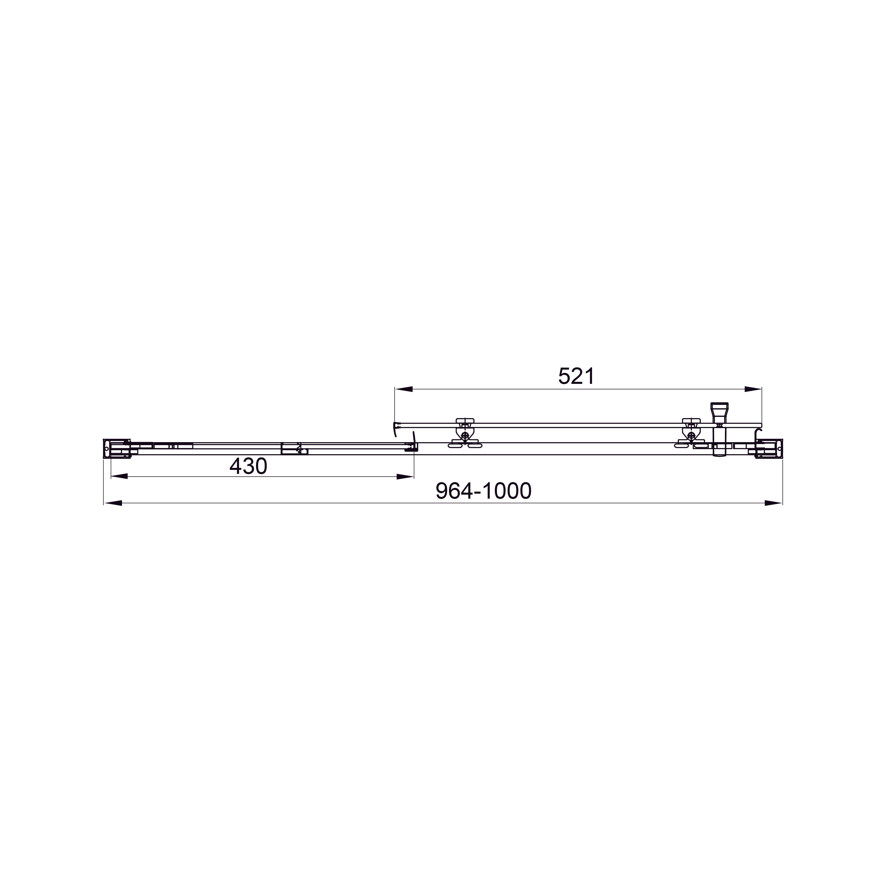 Line Pro Schiebetür, zweiteilig, 1000 mm, Black Matt, Glas 6 mm Clear