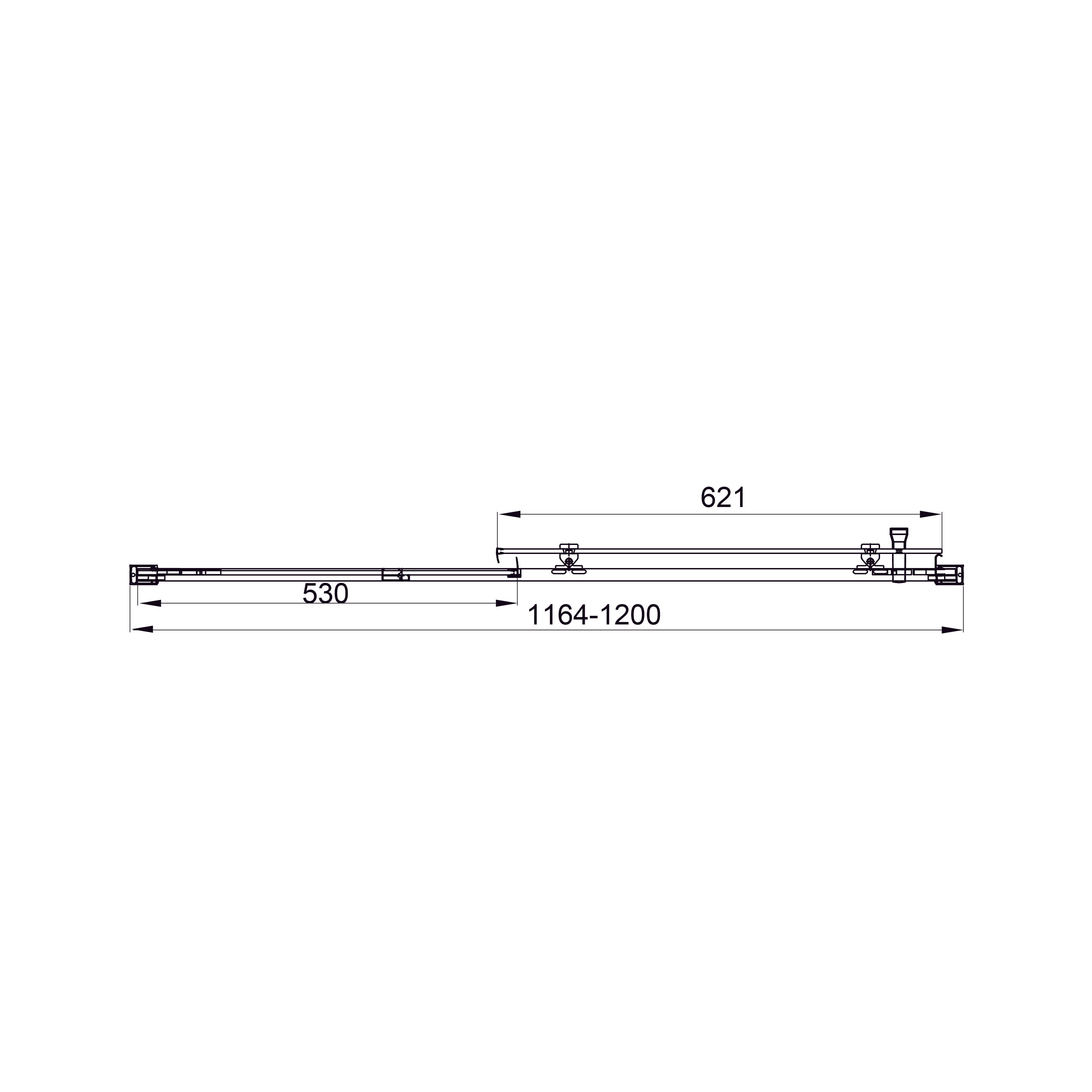 Line Pro Schiebetür, zweiteilig, 1200 mm, Black Matt, Glas 6 mm Clear