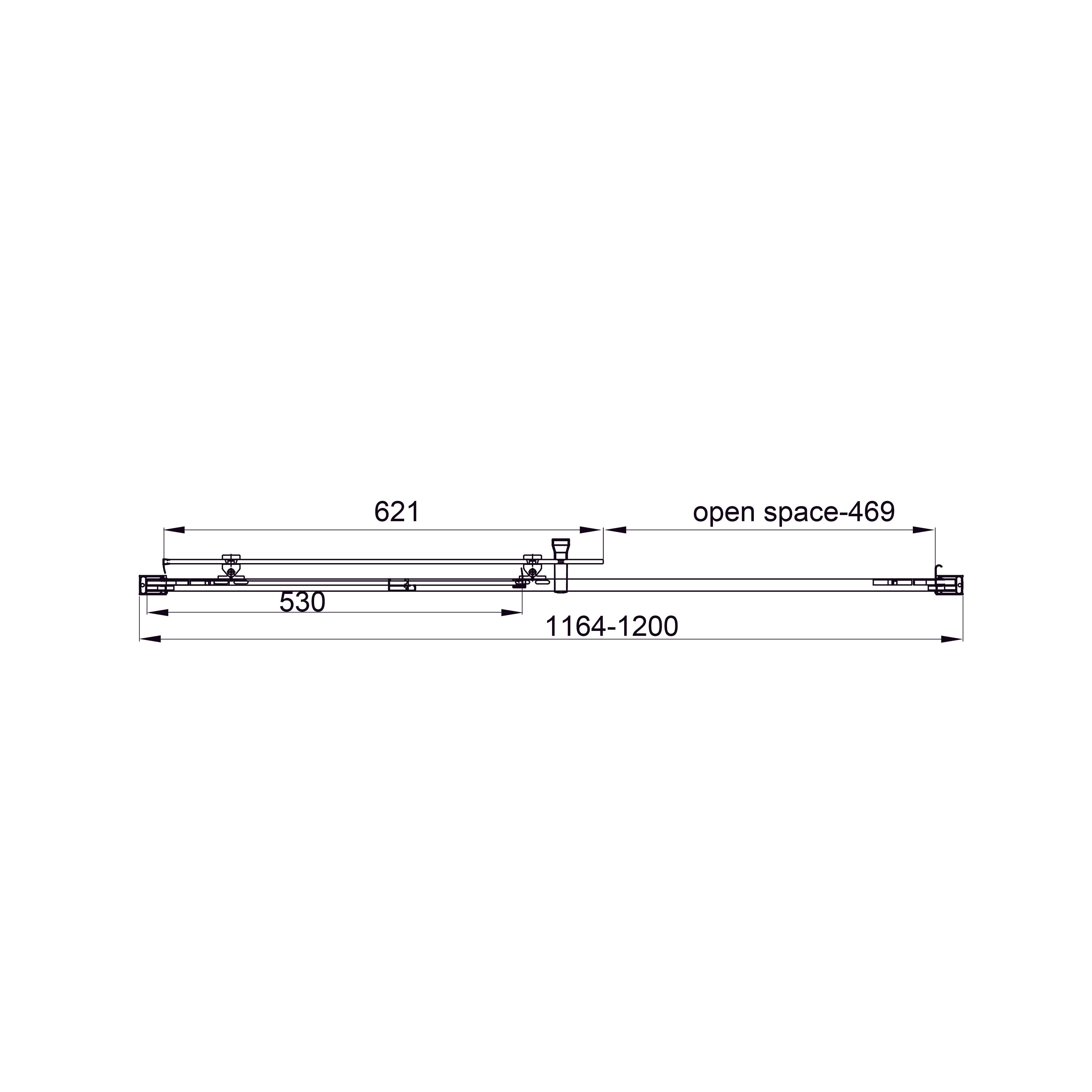 Line Pro Schiebetür, zweiteilig, 1200 mm, Black Matt, Glas 6 mm Clear