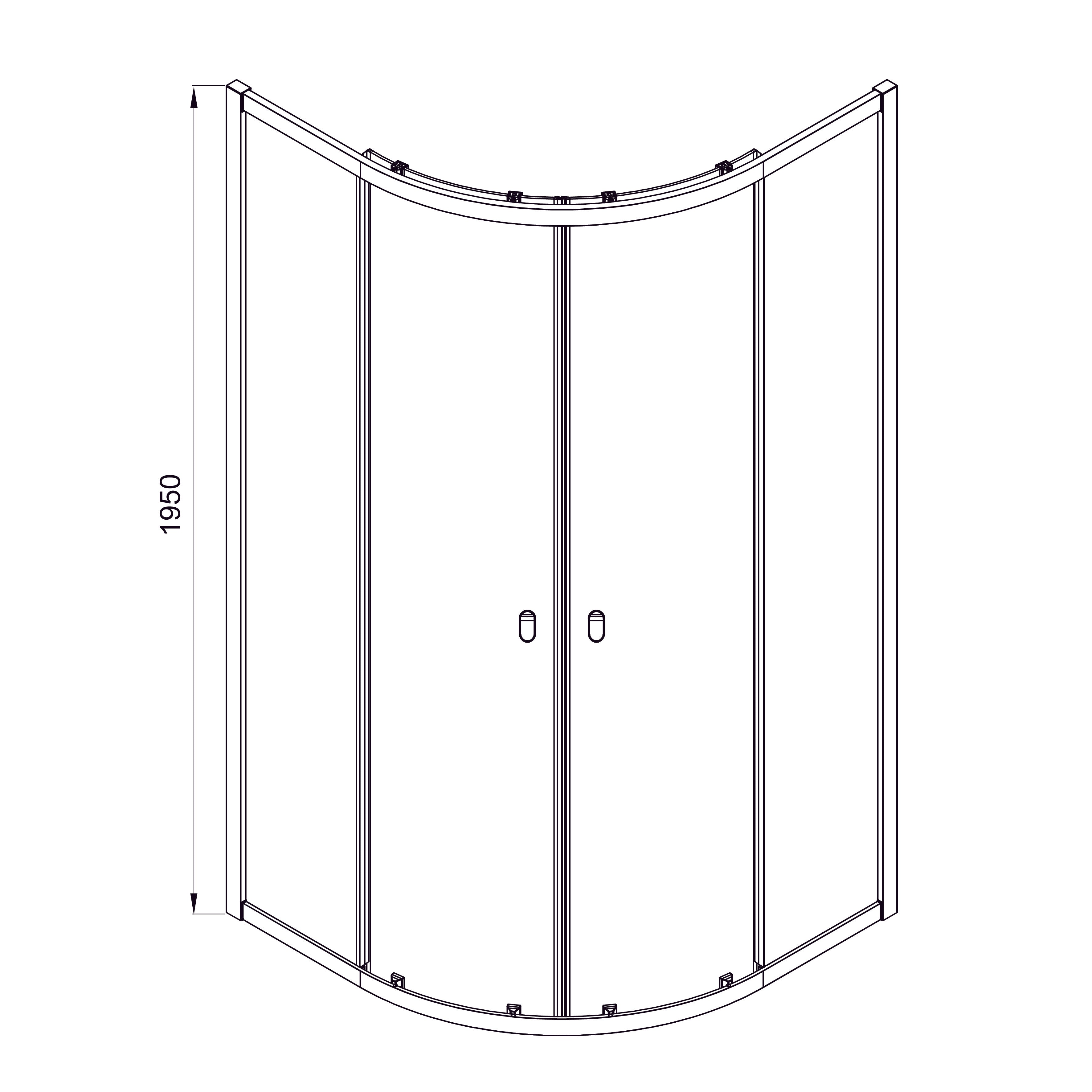 Line ARC sliding shower enclosure, quadrant, 900x900mm, matt black, 6mm clear glass