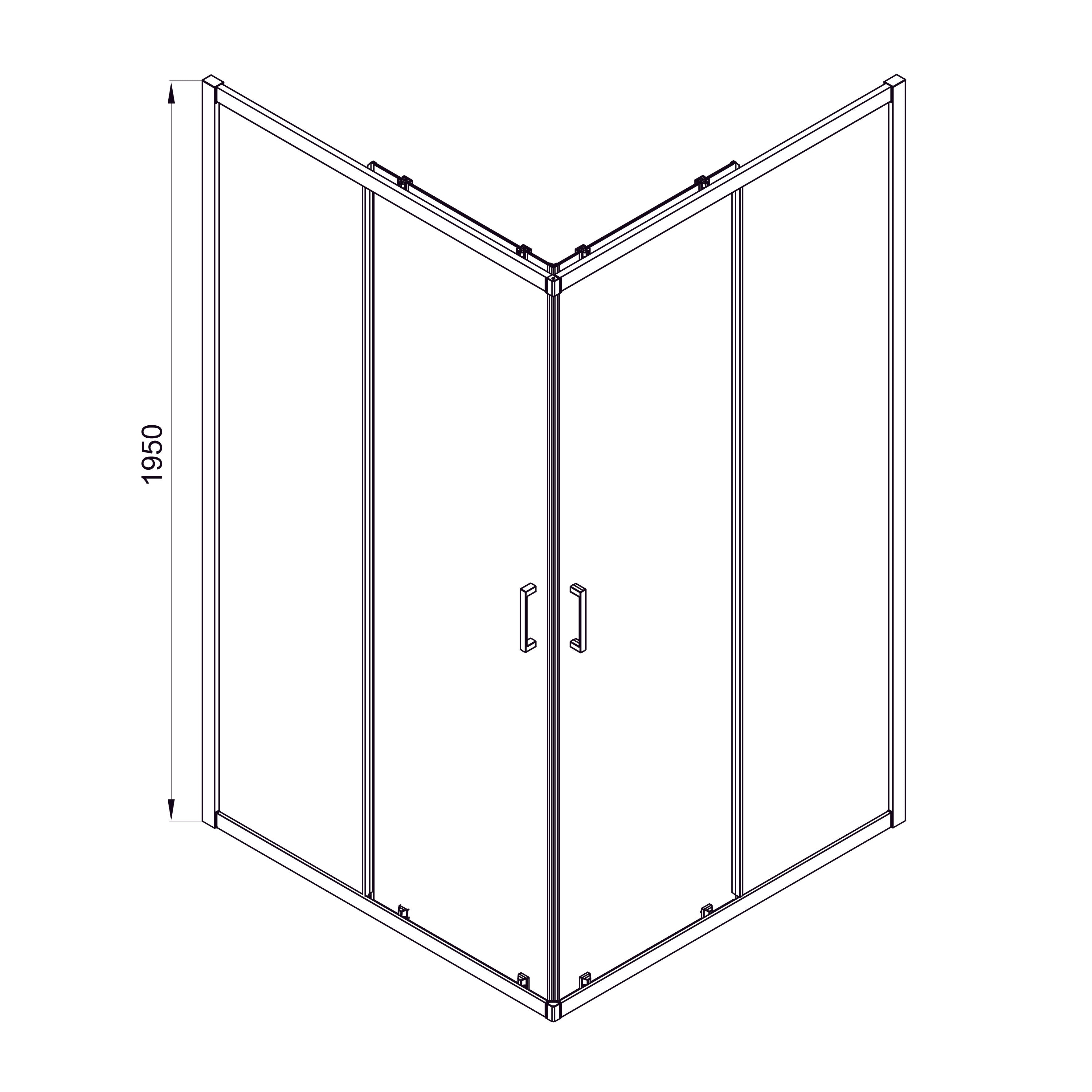 Душова кабіна розсувна, квадратна Line CUBE 900*900мм, black matt, cкло 6мм grape