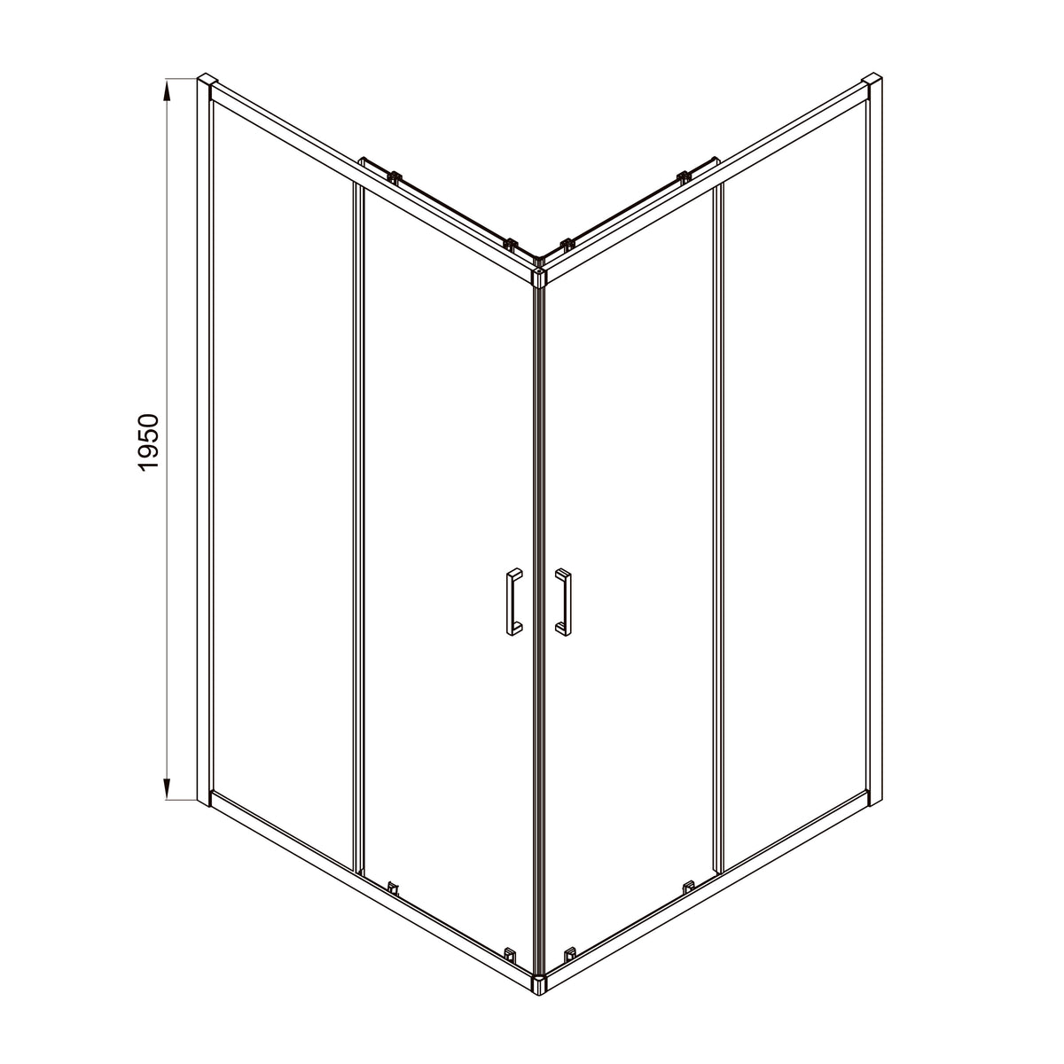Line Cube Cabina de ducha cuadrada corredera 900×900 mm, negro mate, cristal clear de 6 mm