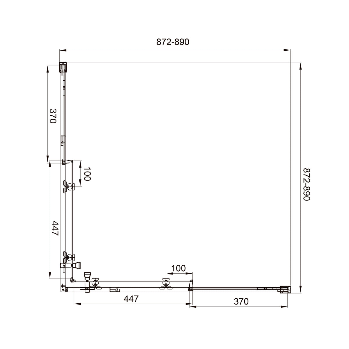 Line Cube Cabina de ducha cuadrada corredera 900×900 mm, negro mate, cristal clear de 6 mm