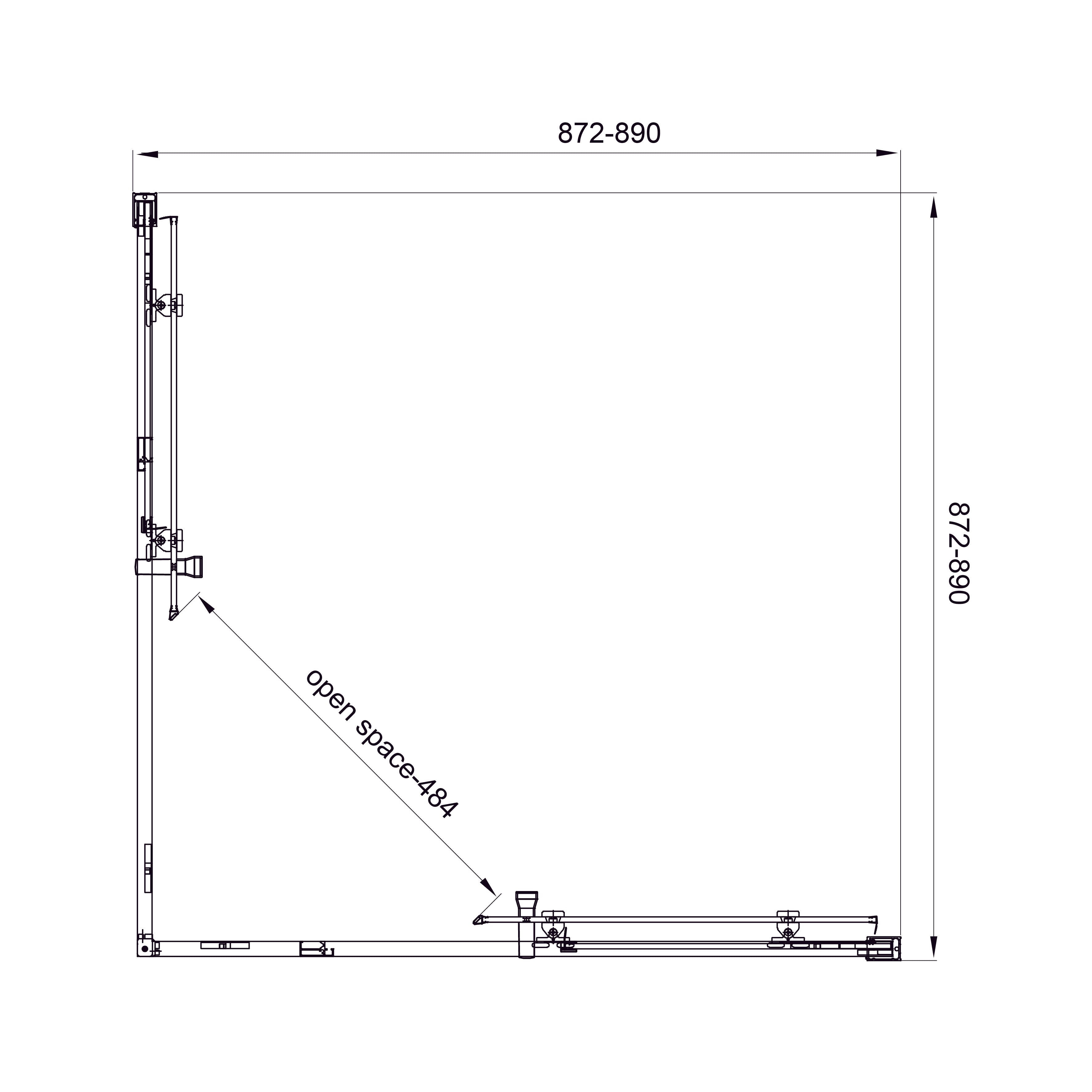 Line Cube Cabina de ducha cuadrada corredera 900×900 mm, cromo, cristal clear de 6 mm
