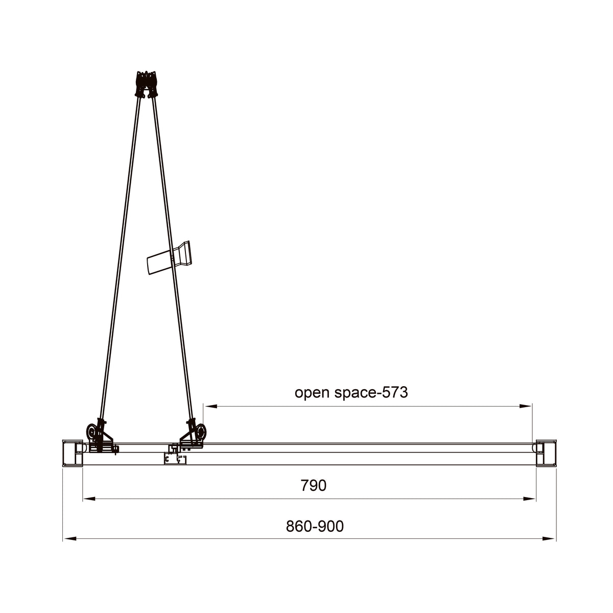 Line Pro shower door, two-piece 900mm, black matt, 6mm clear glass