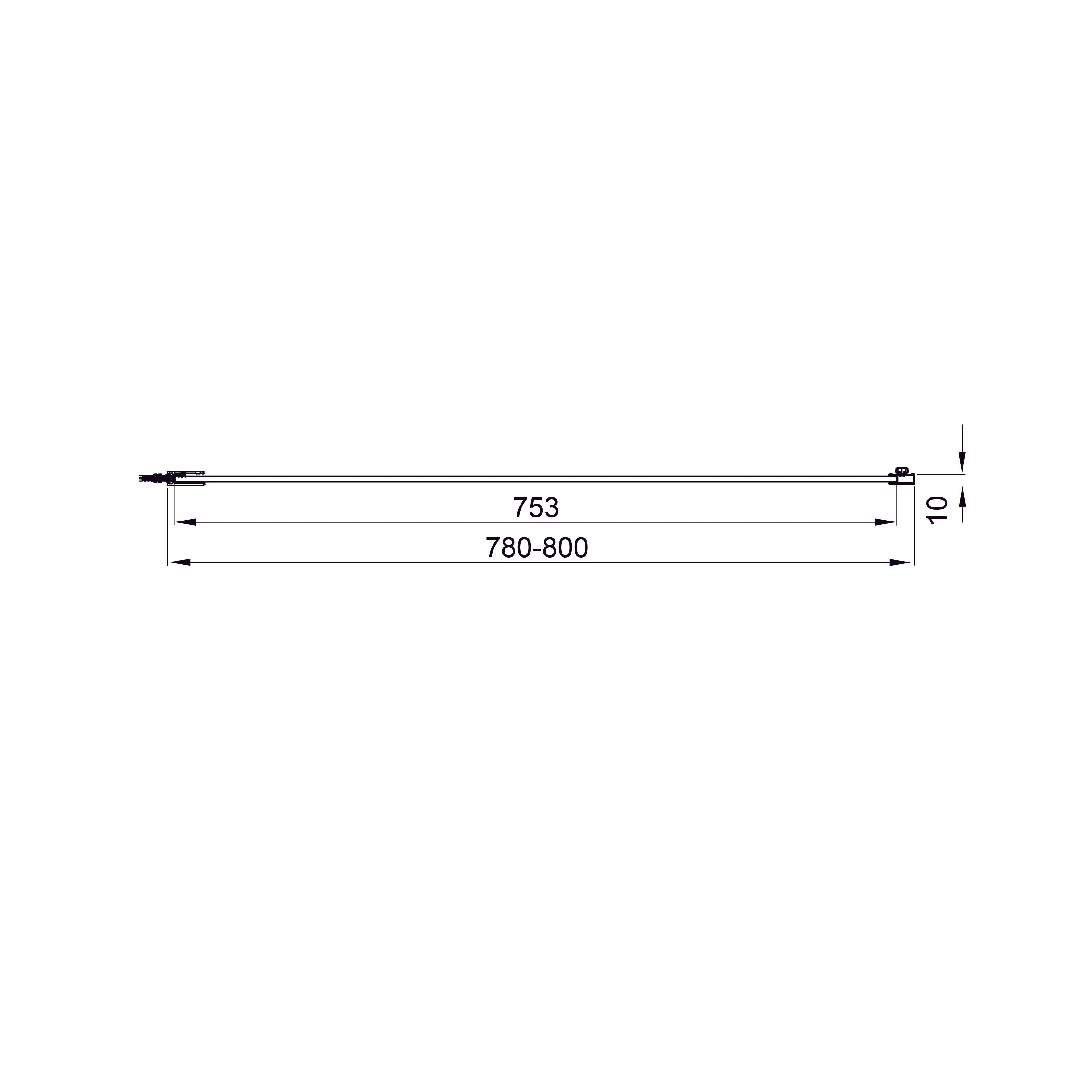 Line Pro Fixed side panel 800 mm, chrome, 6mm grape glass