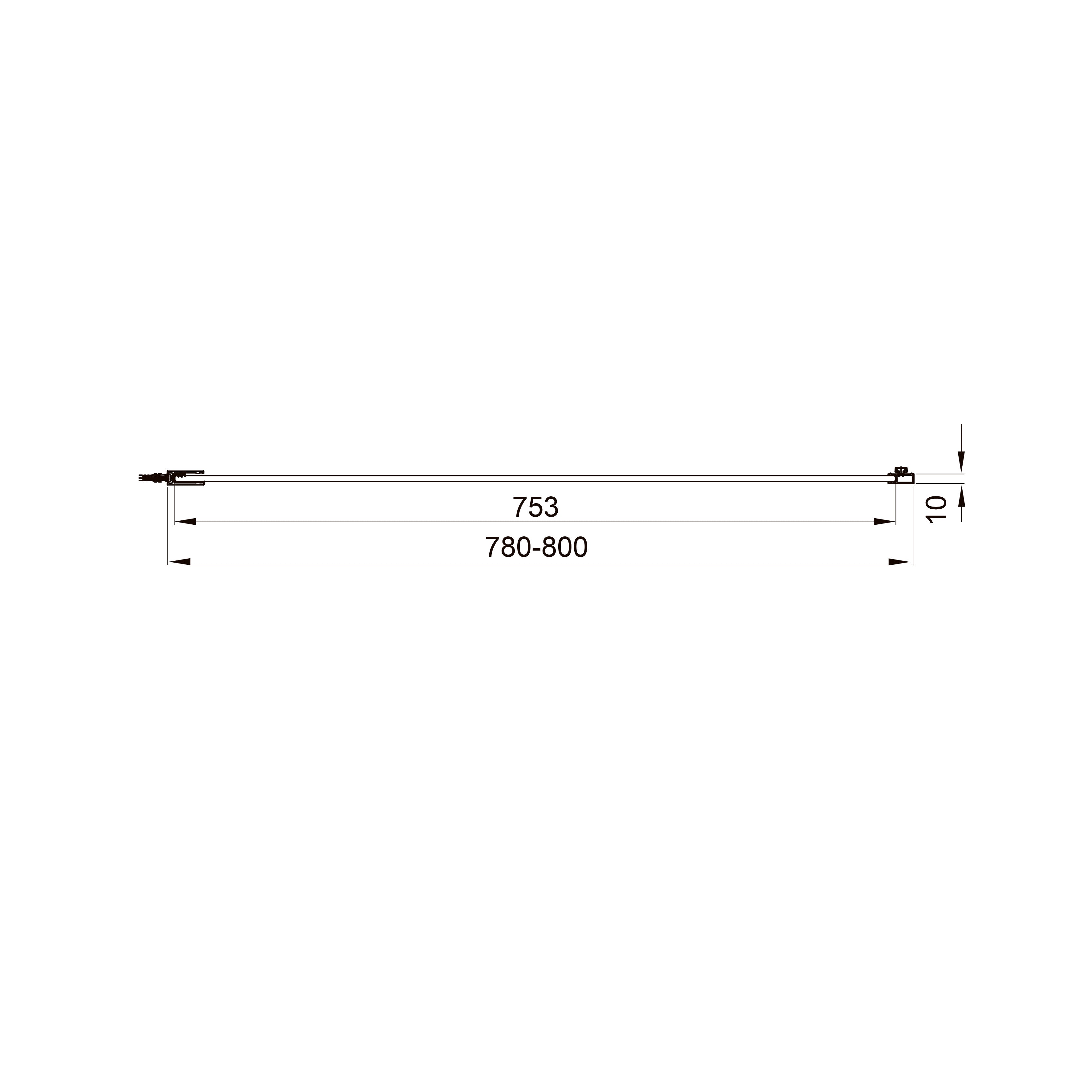 Line Pro Fixed side panel, 800mm, black matt, 6mm clear glass
