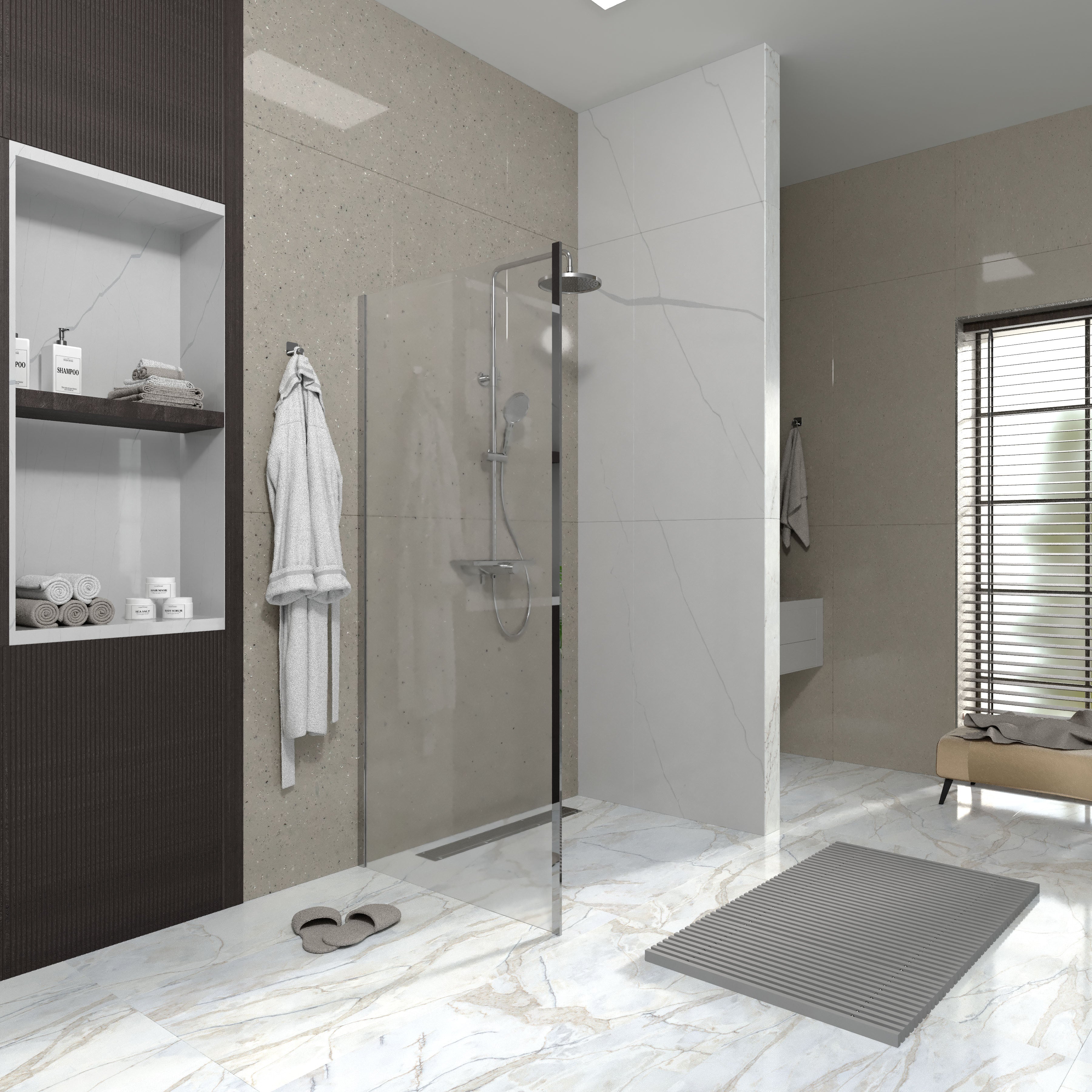 Line Pro Seitenwand 900 mm, Schwarz Matt, Glas 6 mm Grape