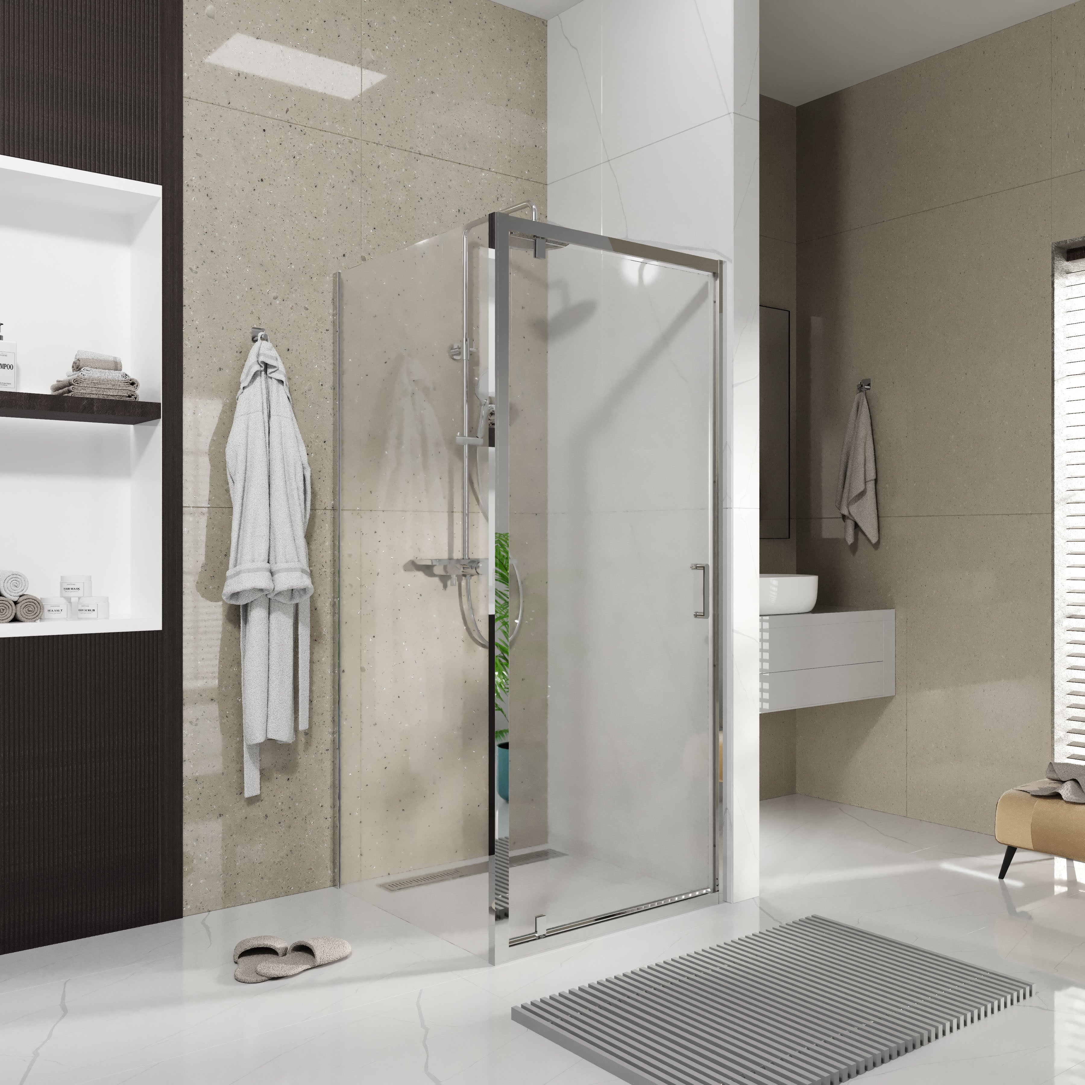 Line Pro Fixed side panel, 900mm, chrome, 6mm clear glass