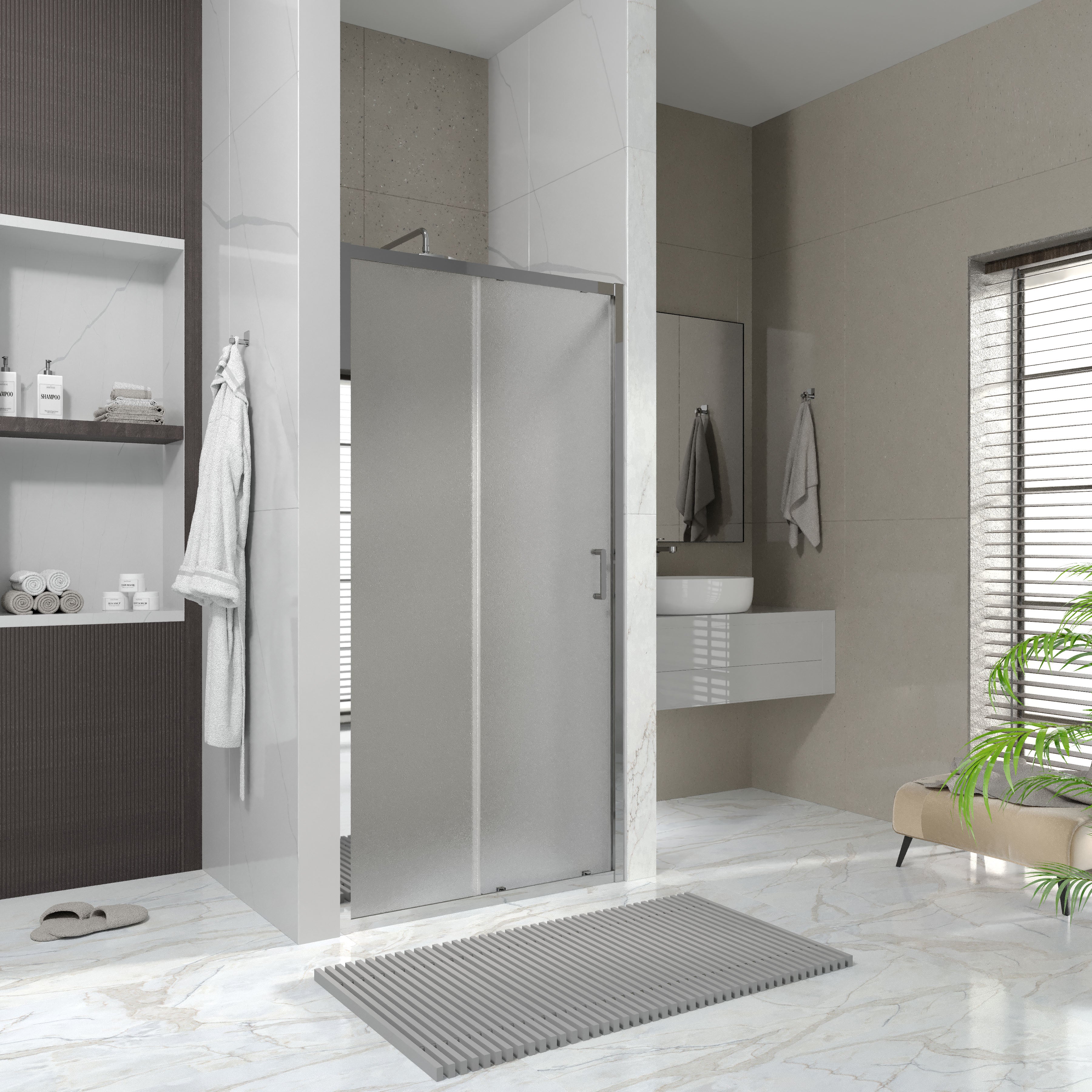 Душові двері розсувні, двоелементні Line Pro 1000мм, хром, скло 6мм grape