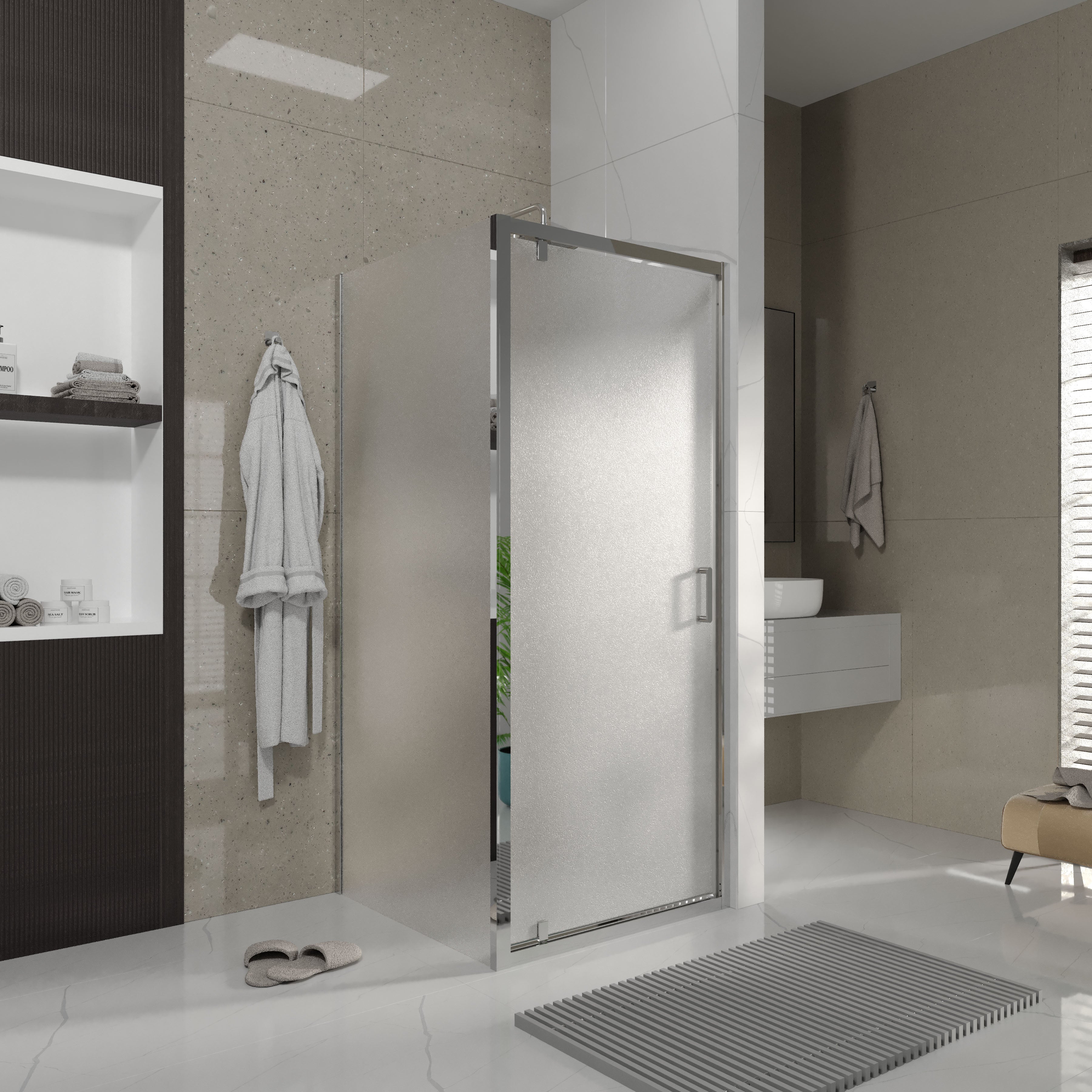 Line Pro Fixed side panel, 900mm, chrome, 6mm grape glass
