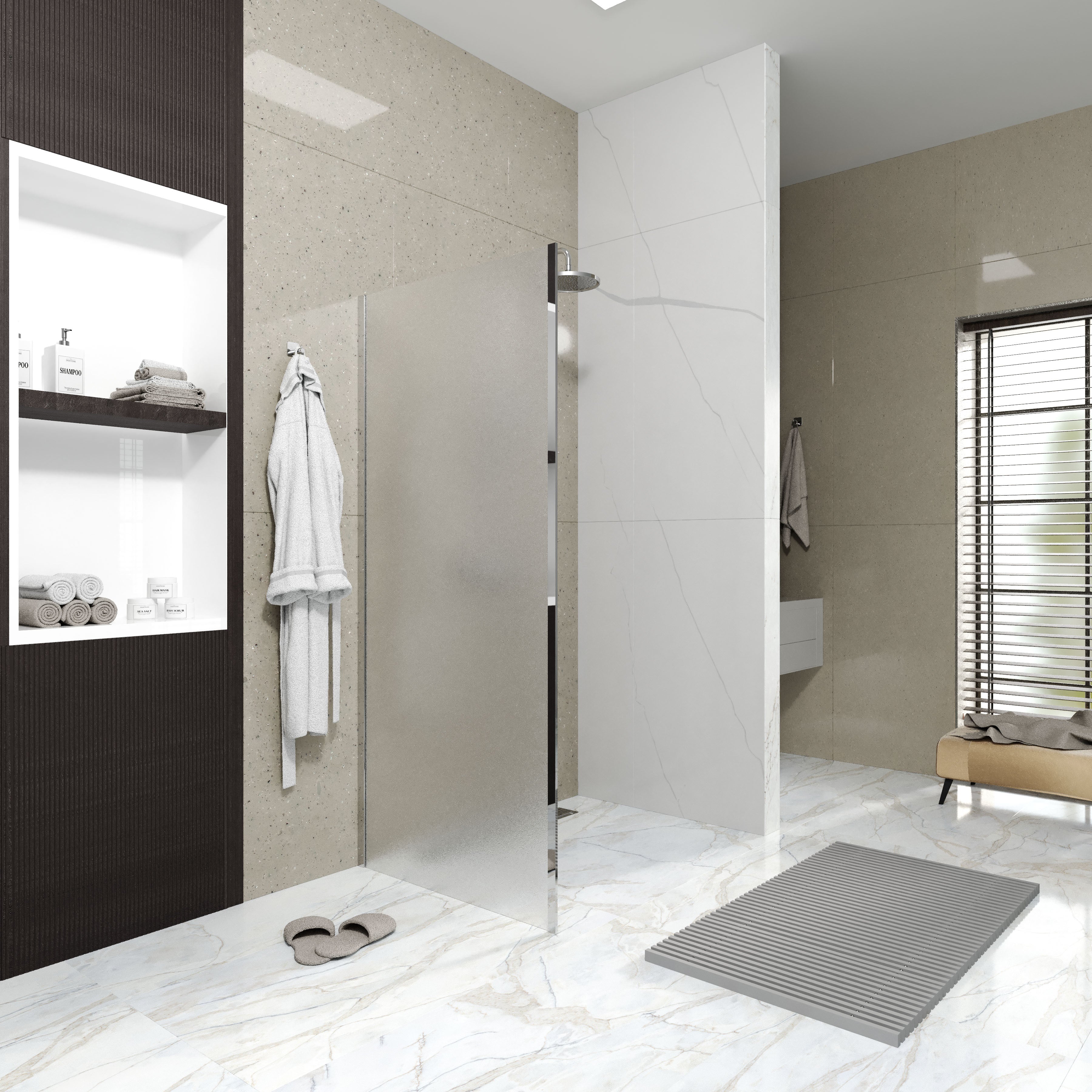 Line Pro Seitenwand 900 mm, Chrom, Glas 6 mm Grape
