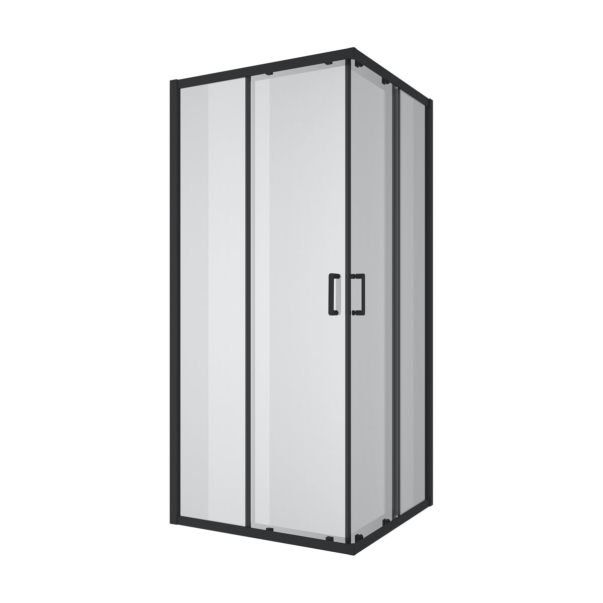 Line Cube Cabina de ducha cuadrada corredera 900×900 mm, negro mate, cristal clear de 6 mm