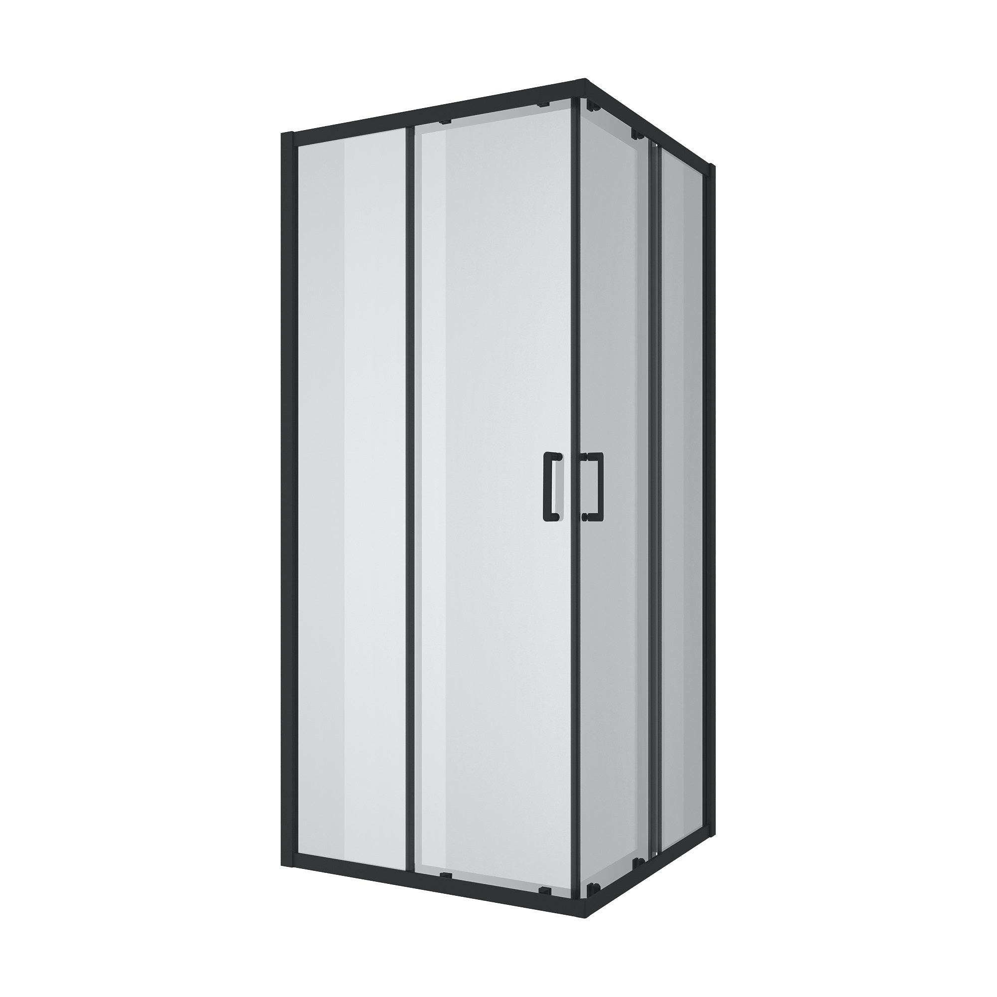 Line Cube Cabina de ducha cuadrada corredera 900×900 mm, negro mate, cristal clear de 6 mm