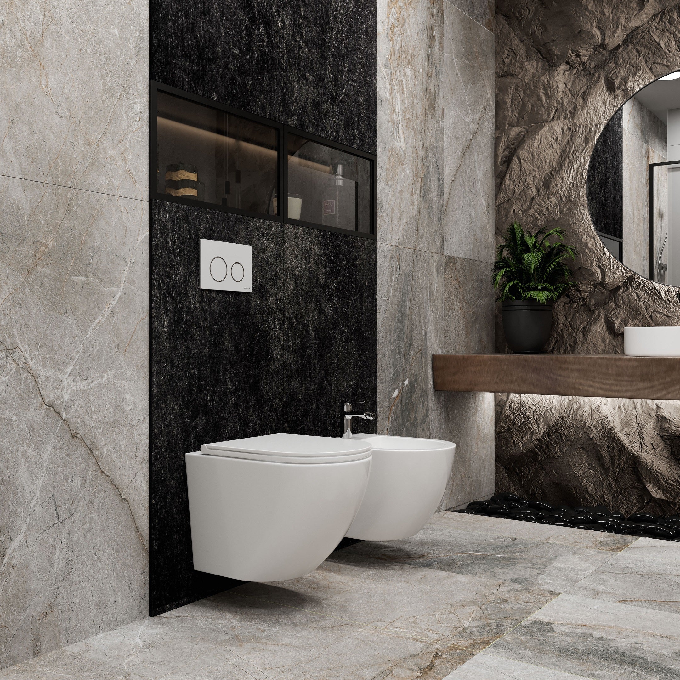 Round wall-hung toilet with Soft-close seat (Tornado 3.0 flush)