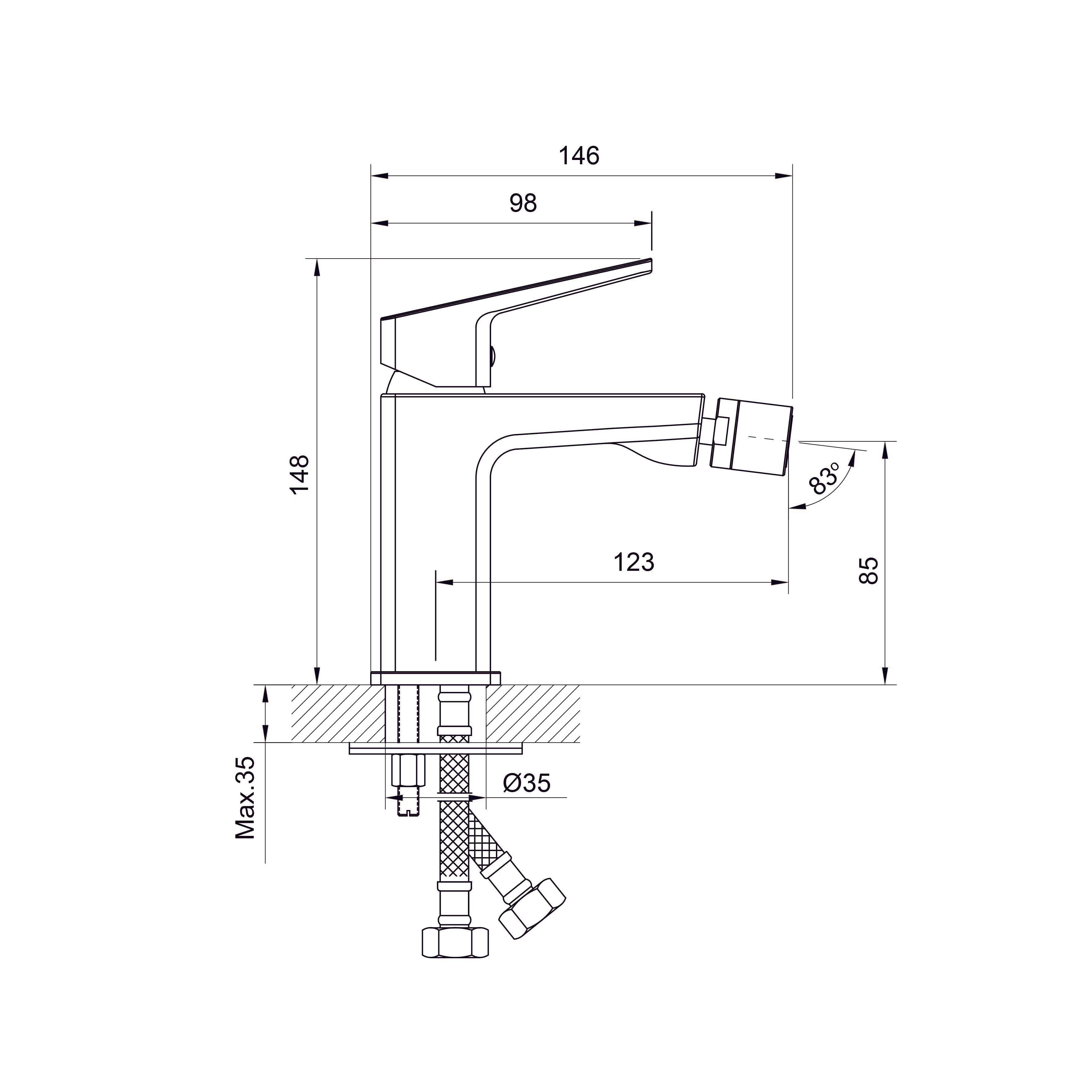 CUBE змішувач для біде, Black Matt