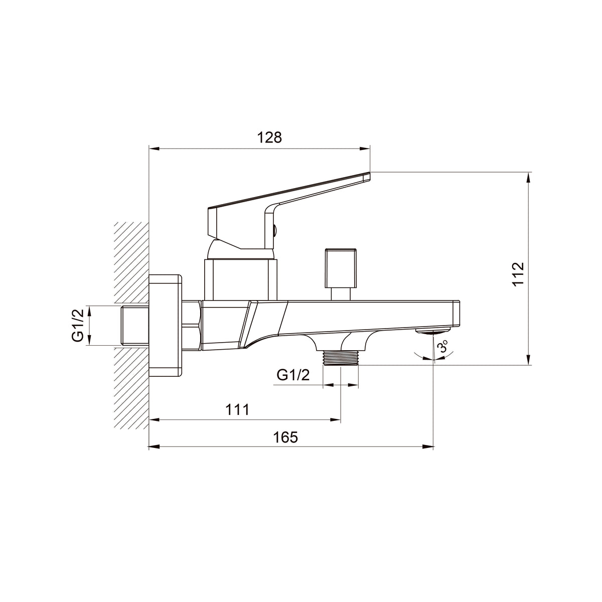 Cube Badewannenarmatur Mattschwarz