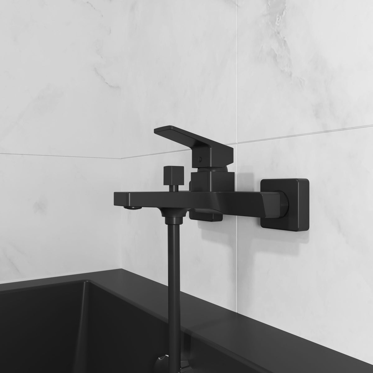 Cube Grifo para bañera, negro mate