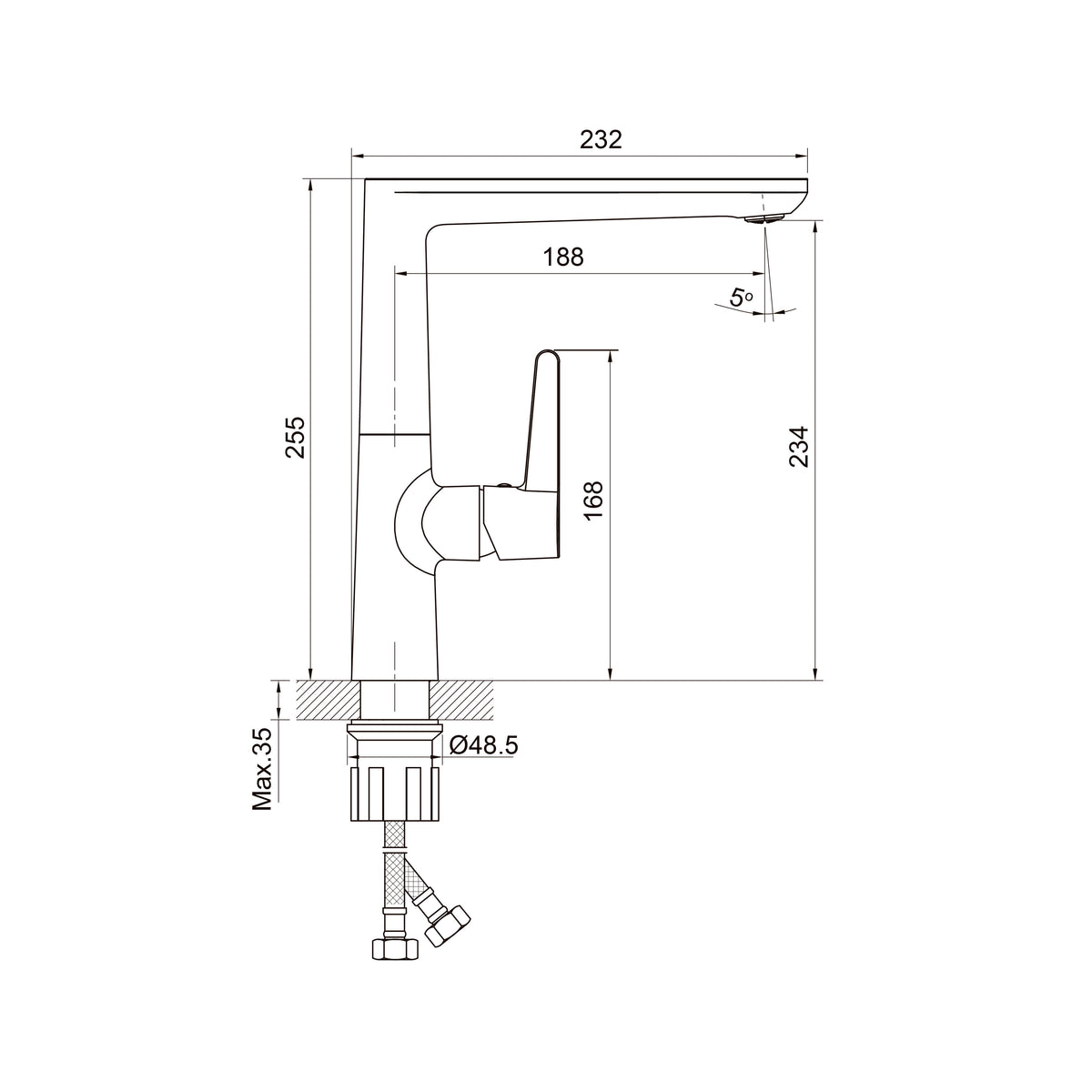 Dakota Kitchen Grifo para cocina, Gun Grey