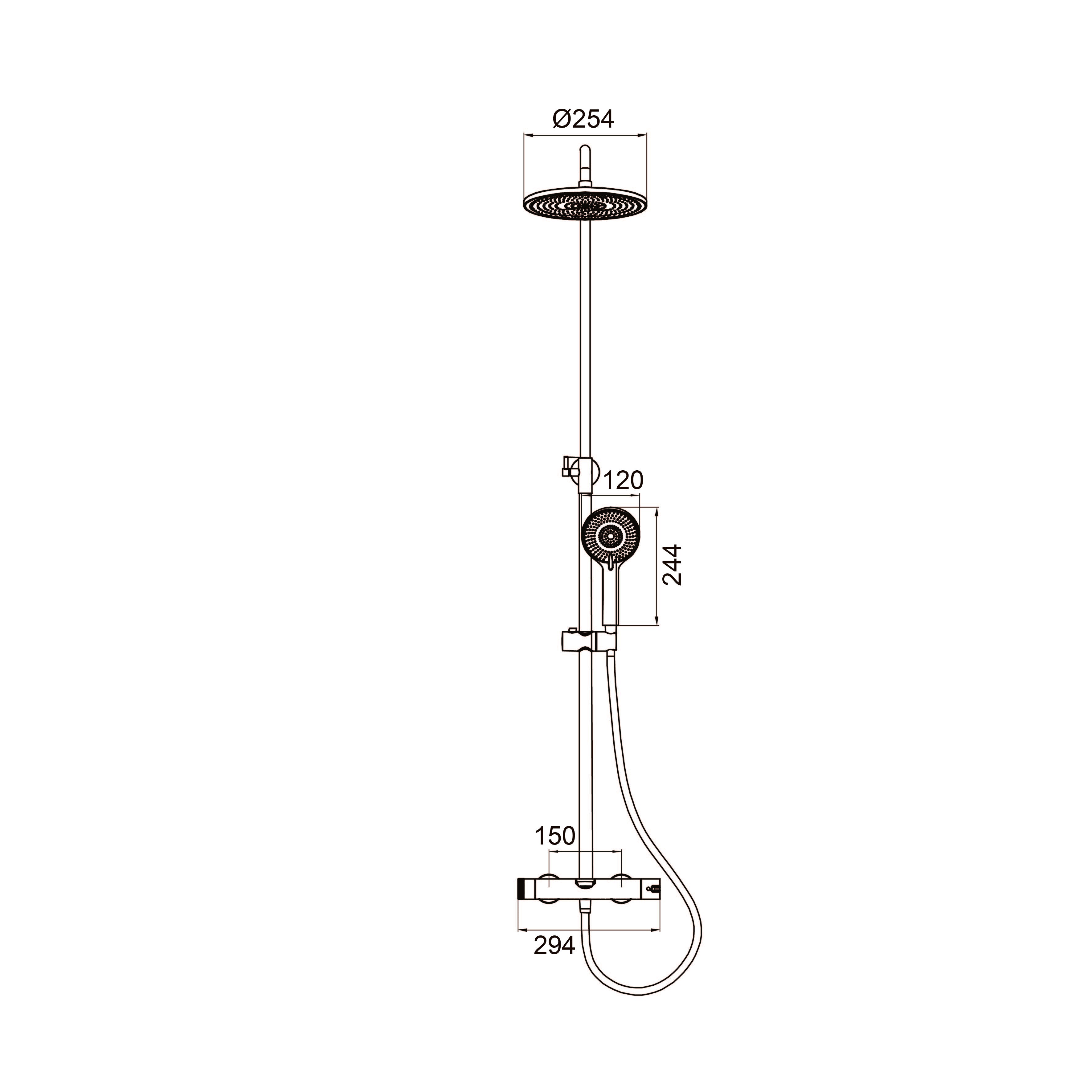 Dakota shower system for bath/shower, matt black