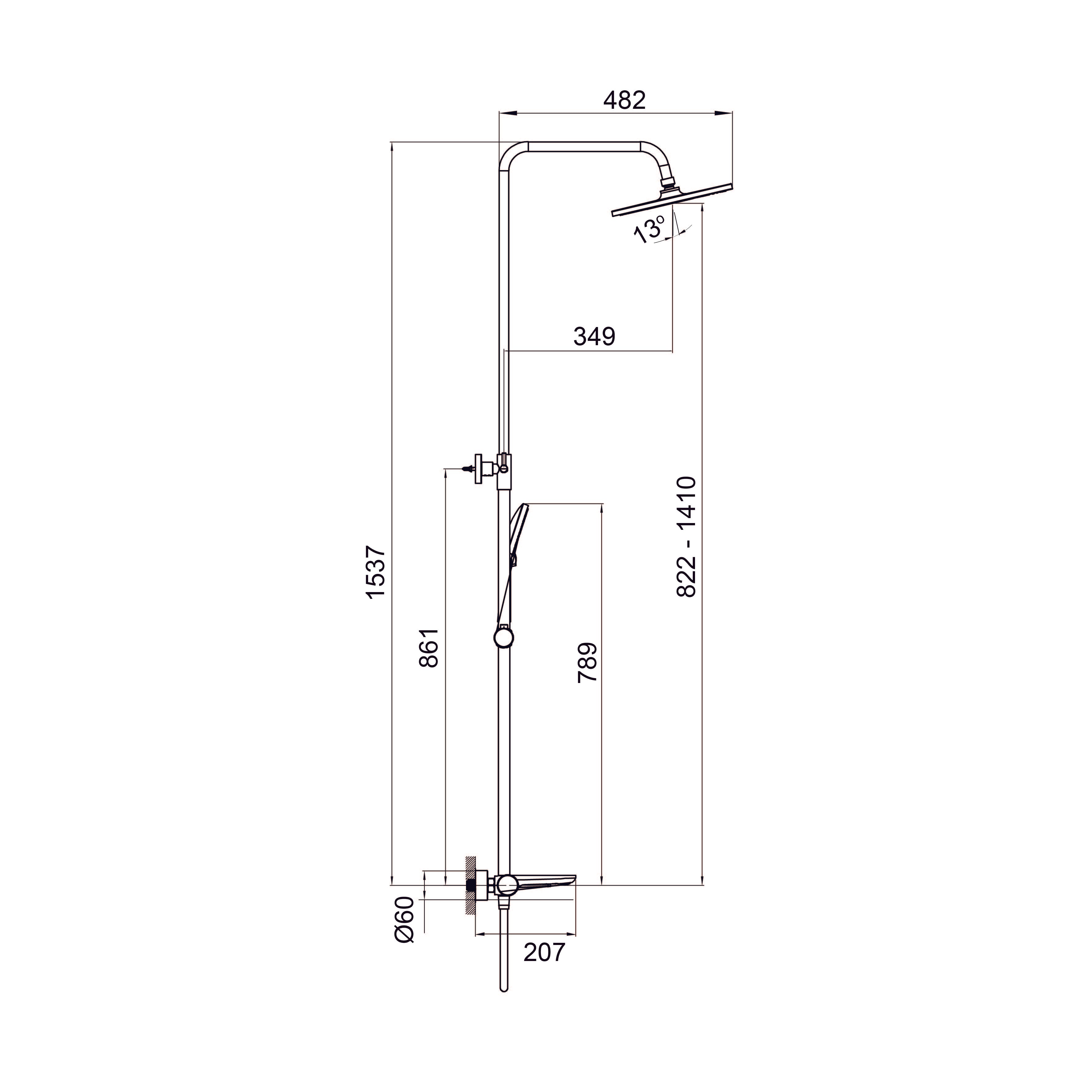Dakota shower system for bath/shower