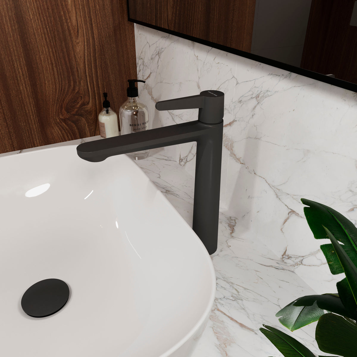Dakota XL Grifo alto para lavabo, negro mate