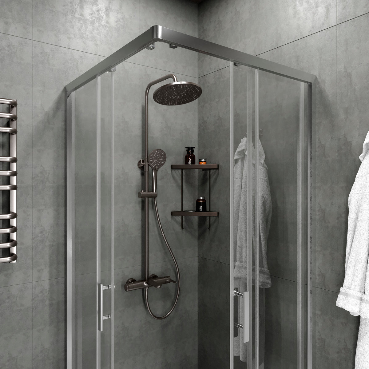 Dakota Sistema de ducha para bañera/ducha, Gun Grey