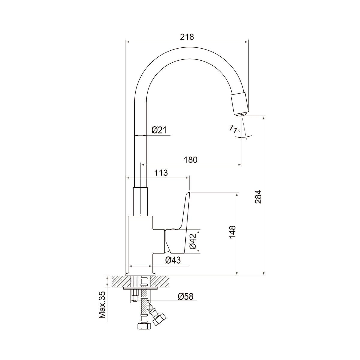 Kitchen Light Grifo para cocina, cromo-gris