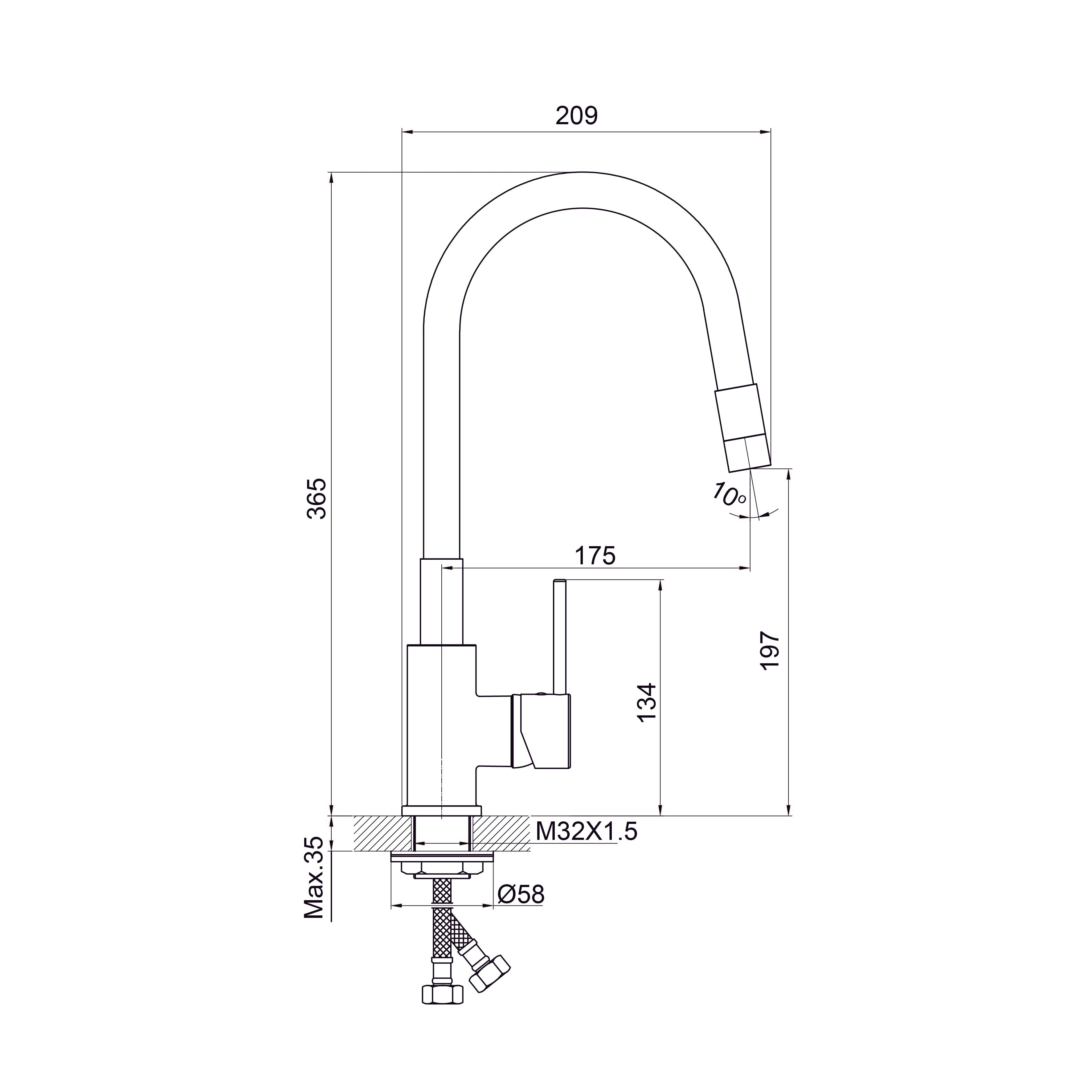 Kitchen Light PRO змішувач для кухні, chrome-grey