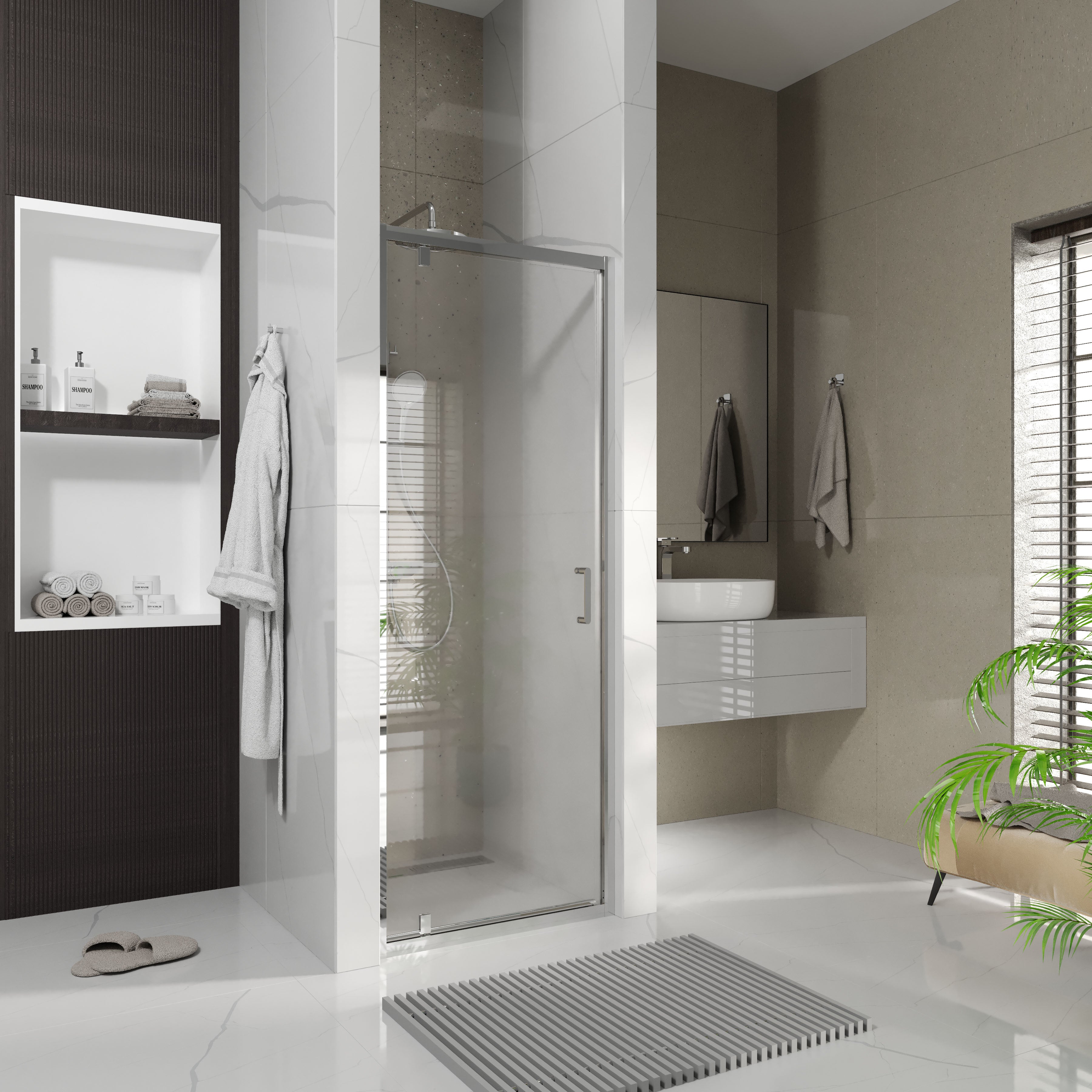Line Pro hinged shower door, single piece, 800 mm, chrome, 6mm clear glass