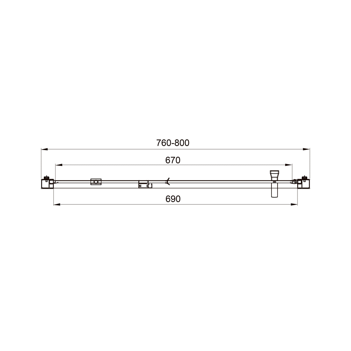 Line Pro hinged shower door, single piece, 800 mm, chrome, 6mm clear glass