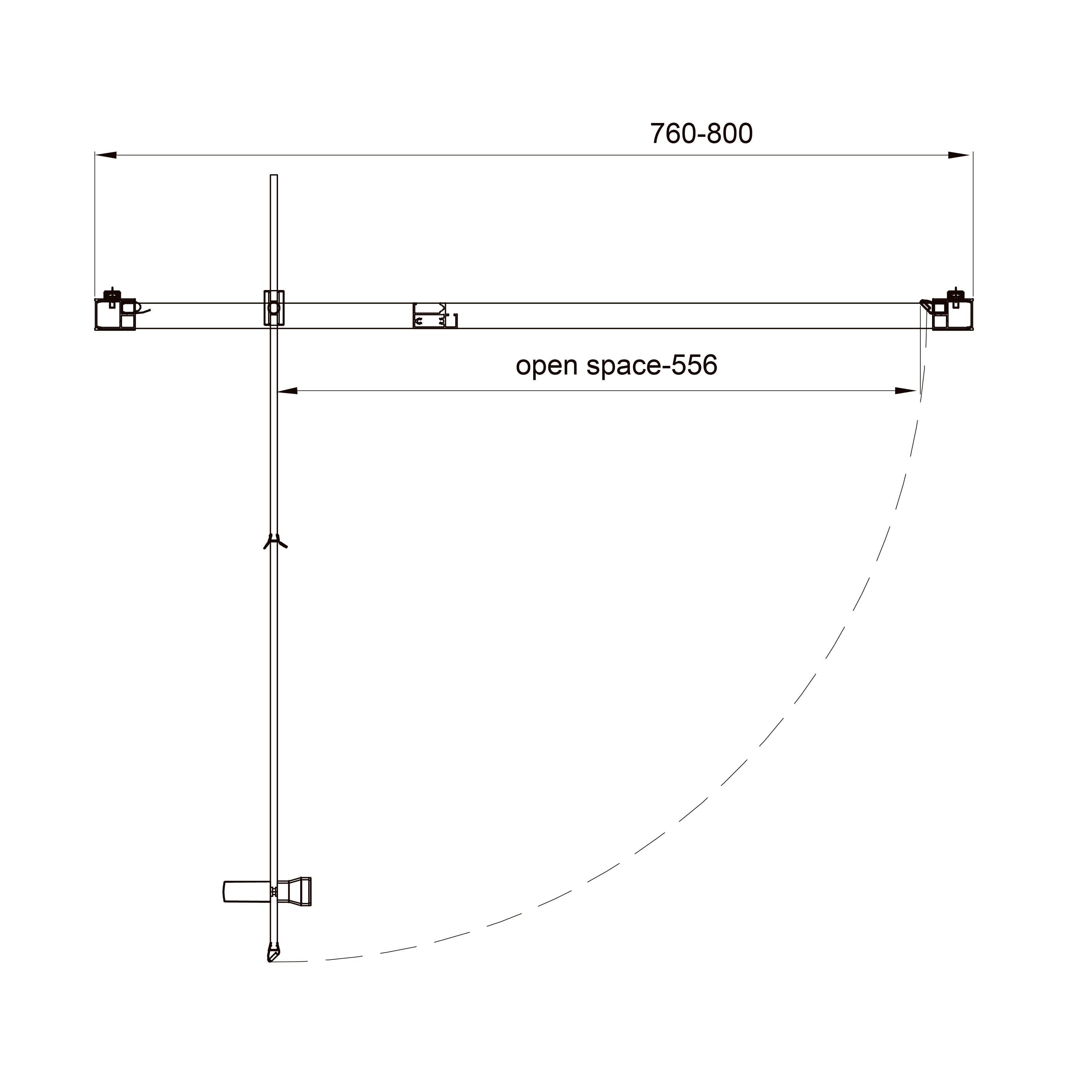 Line Pro hinged shower door, single piece, 800 mm, chrome, 6mm clear glass