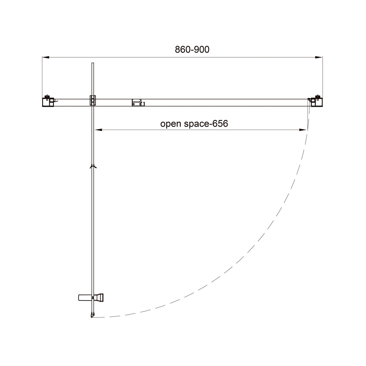 Line Pro hinged shower door, single piece, 900 mm, chrome, 6mm clear glass