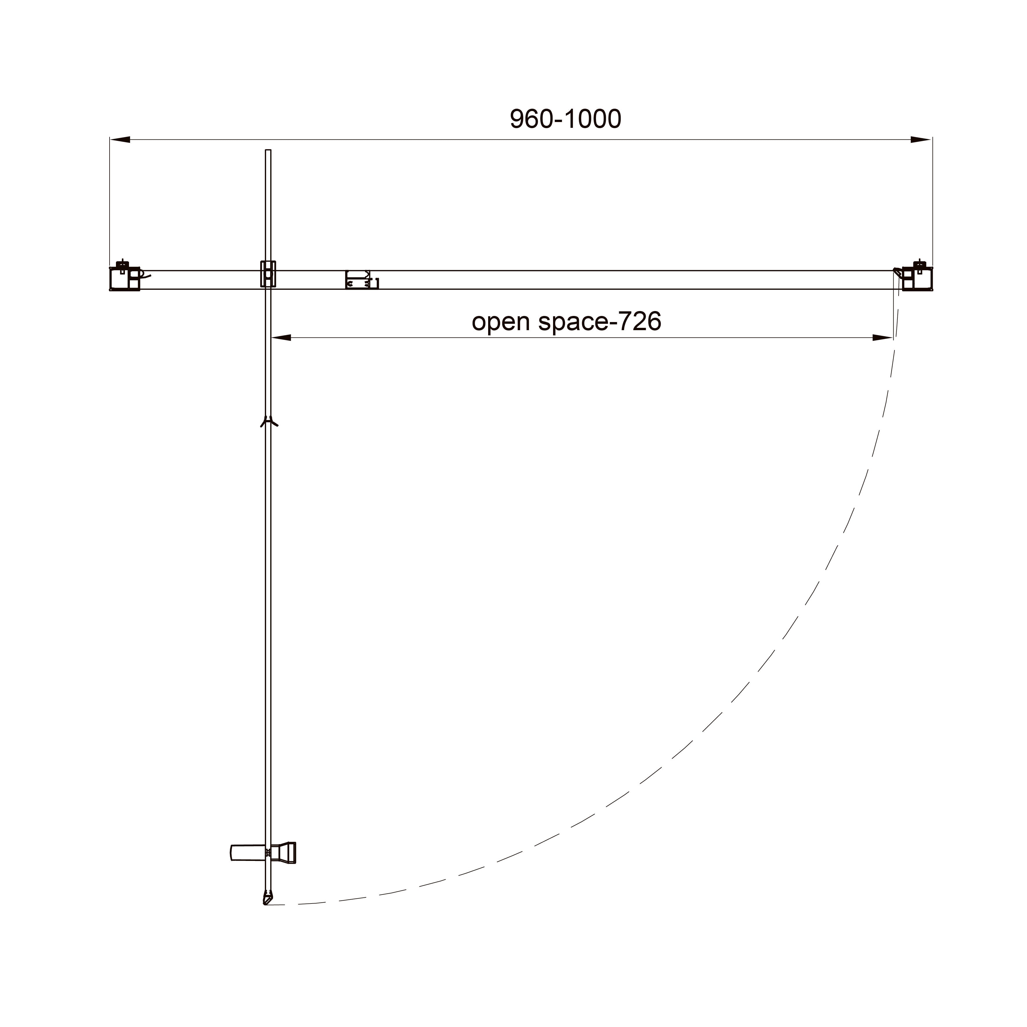 Line Pro hinged shower door, single piece, 1000 mm, chrome, 6mm clear glass