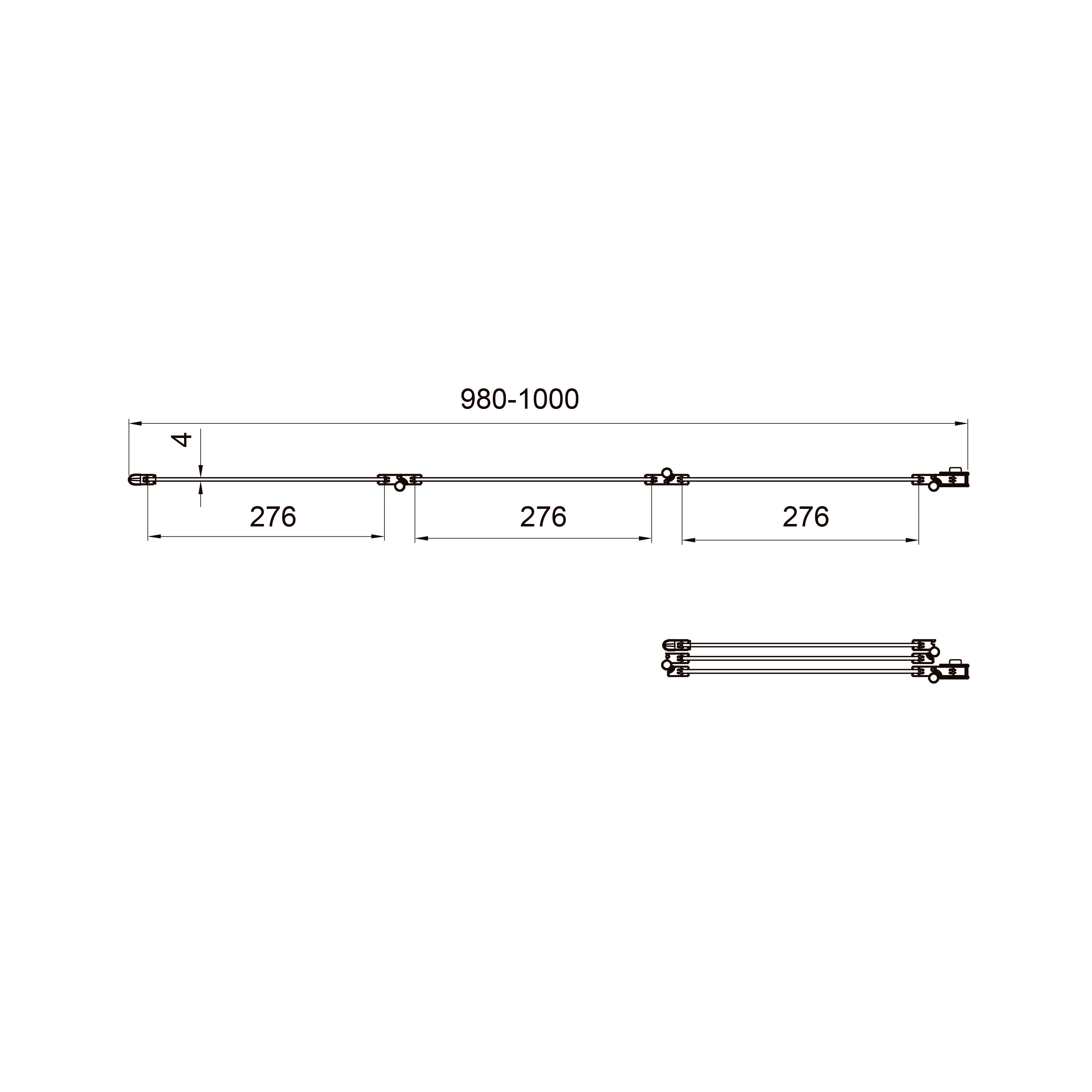 Style Mampara de bañera de tres elementos 1000×1500 mm (derecha), negro mate, cristal clear de 4 mm